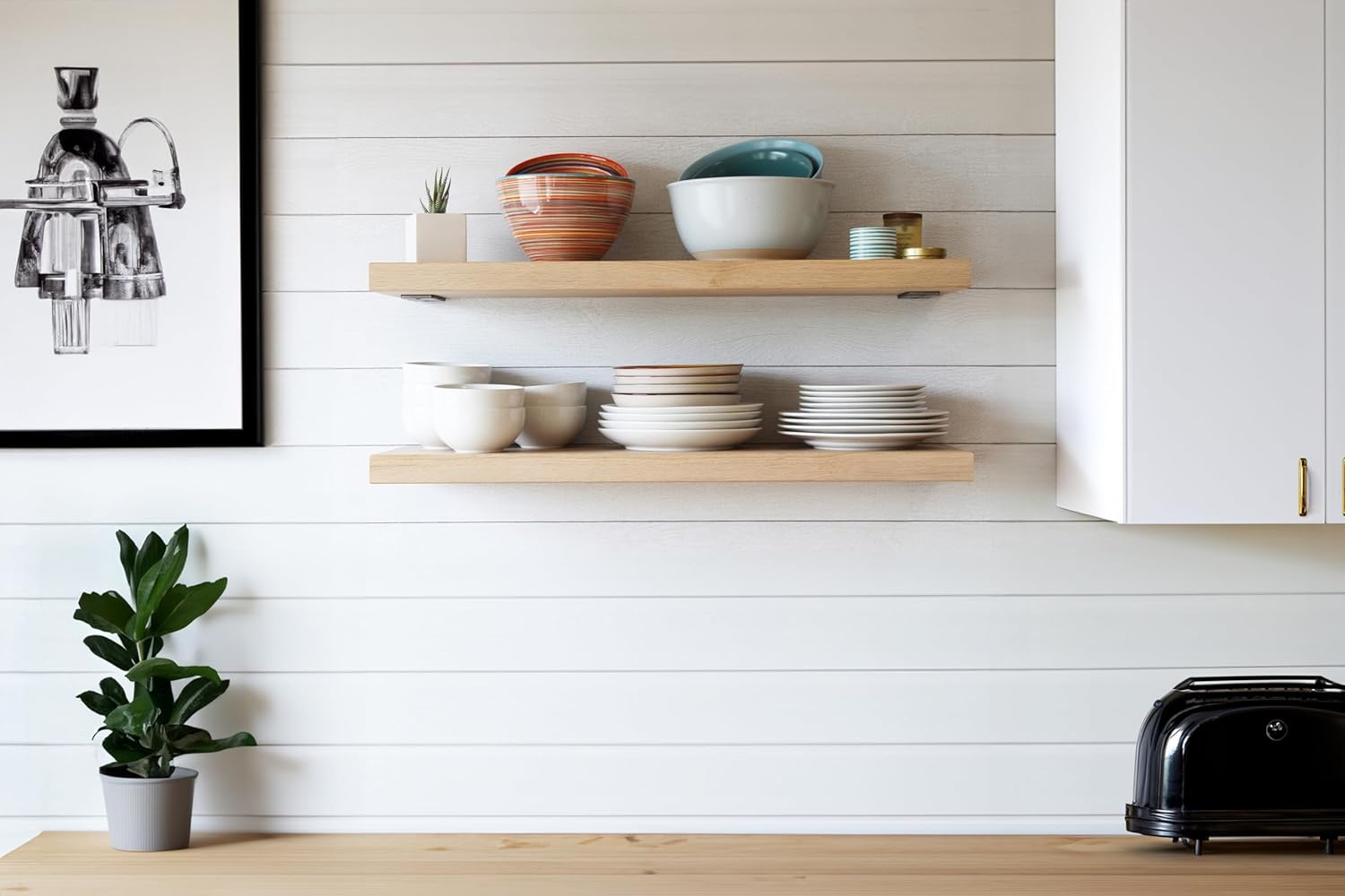 Urban Legacy Unfinished White Oak Floating Shelves Set of 2