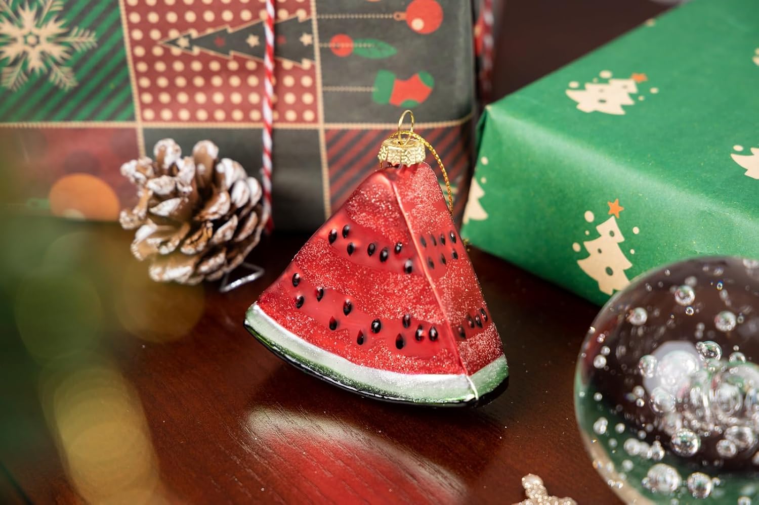 2pcs Glass Watermelon Christmas Ornaments for Tree