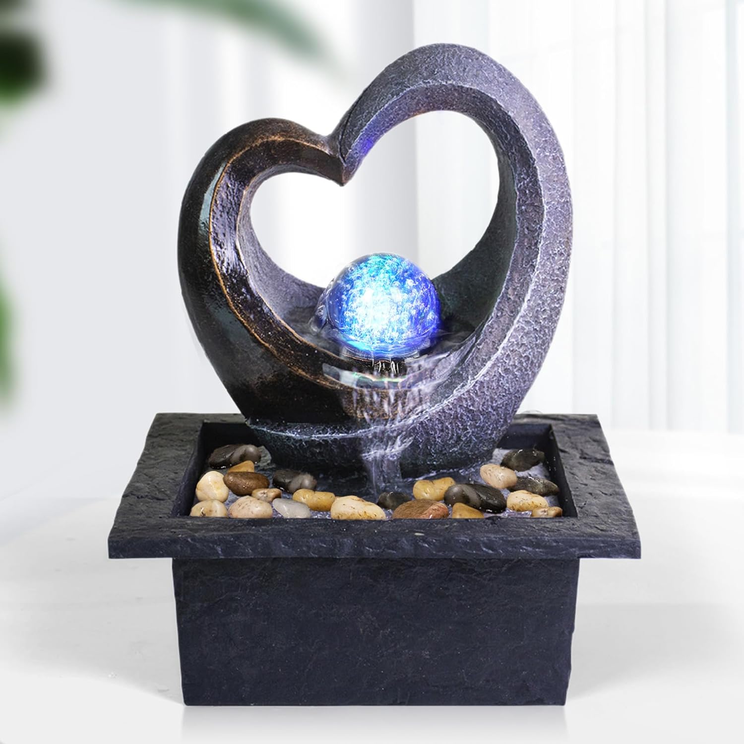 Ferrisland Tabletop Water Fountain with LED Light