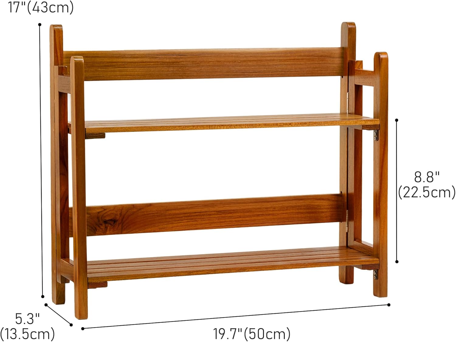 VaeFae Teak Wood Floating Shelves 2 Tier