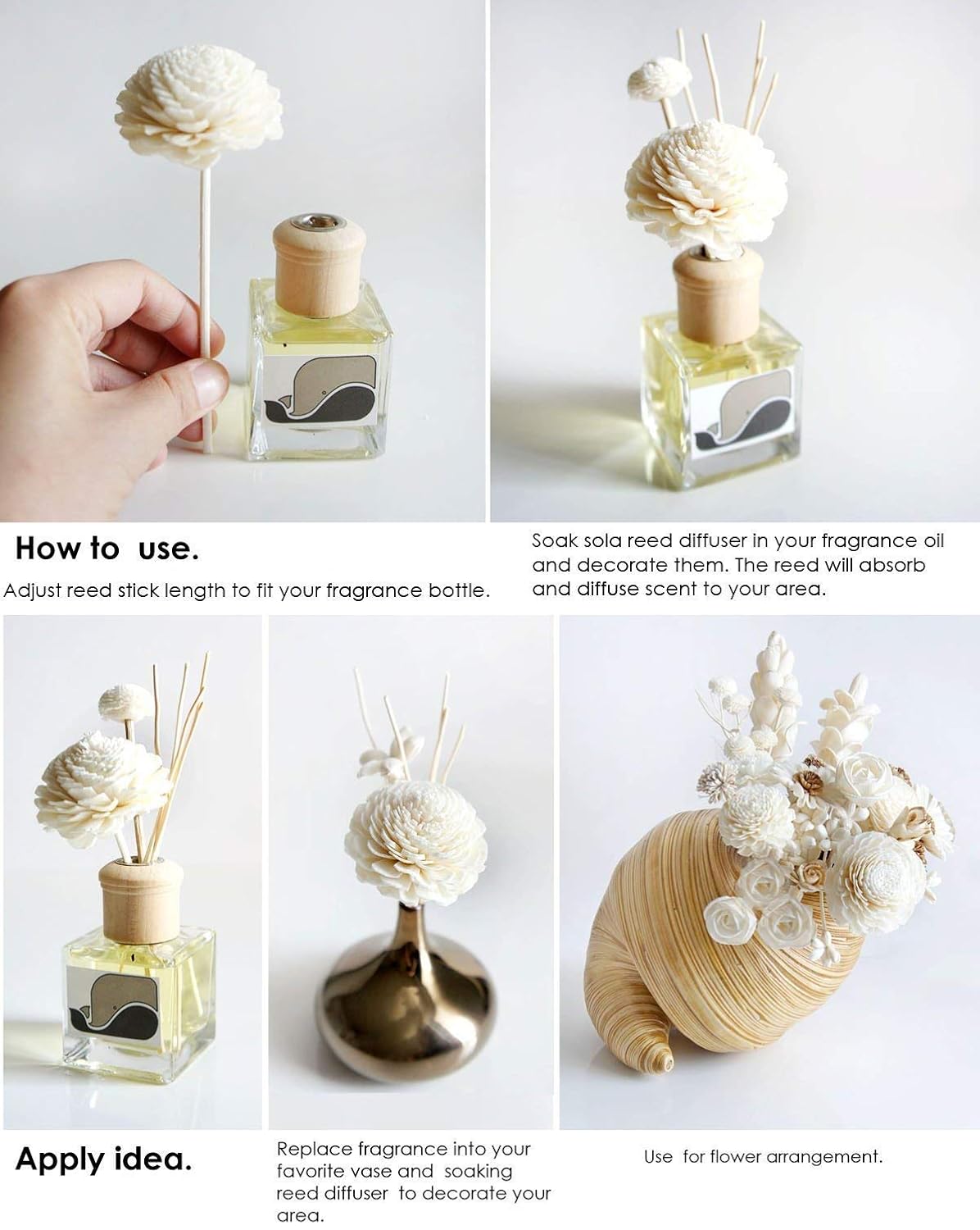 10 Mix Dahlia Daisy Sola Flower Reed Diffuser Set