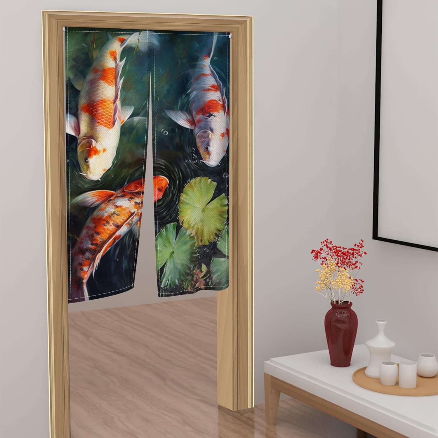 Japanese Noren Door Curtain with Koi Fish Pattern