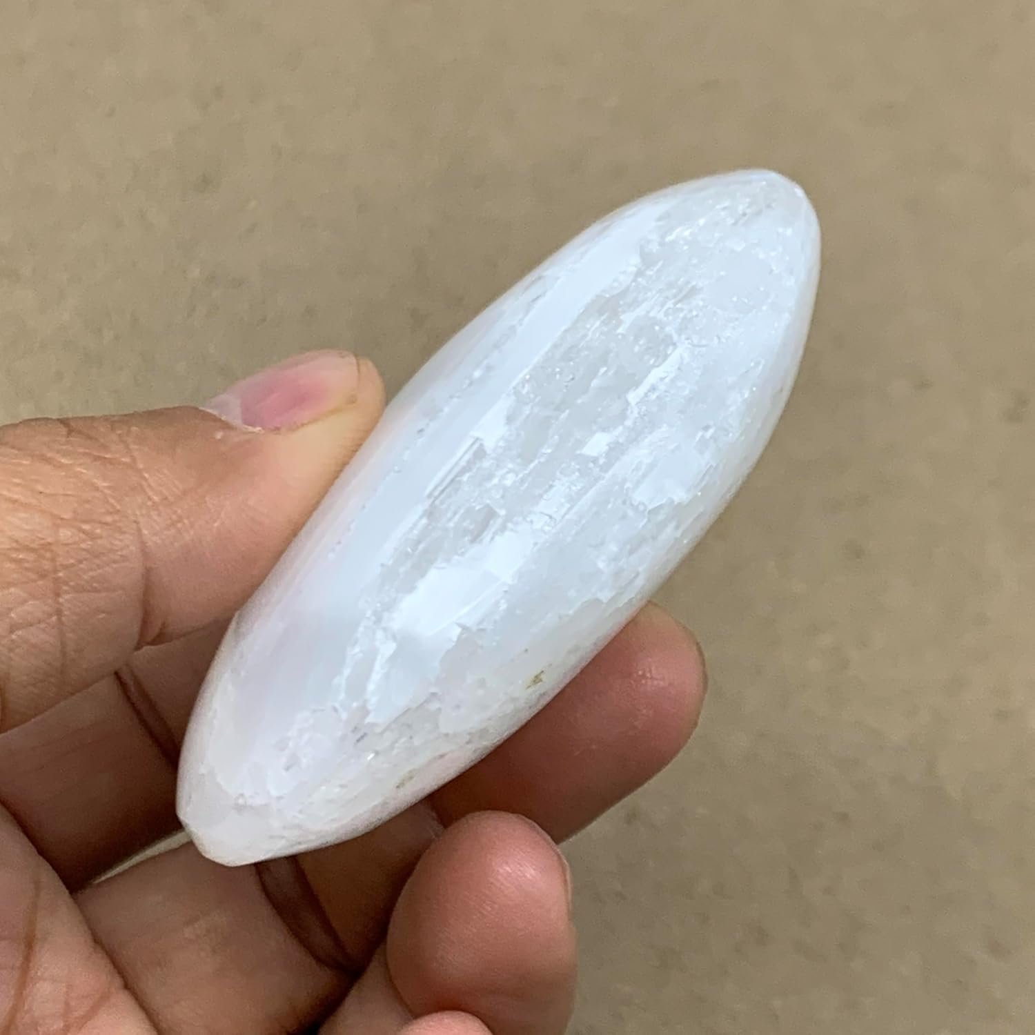 93g Natural Selenite Palm-Stone Crystal Pillow Shape