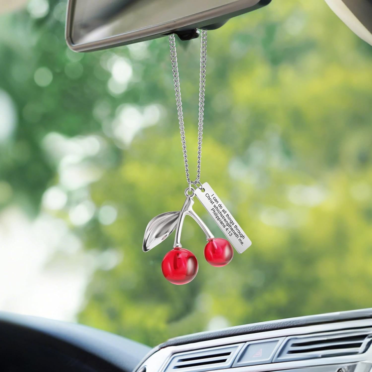 Cute Cherry Car Charm Rear View Mirror Decor