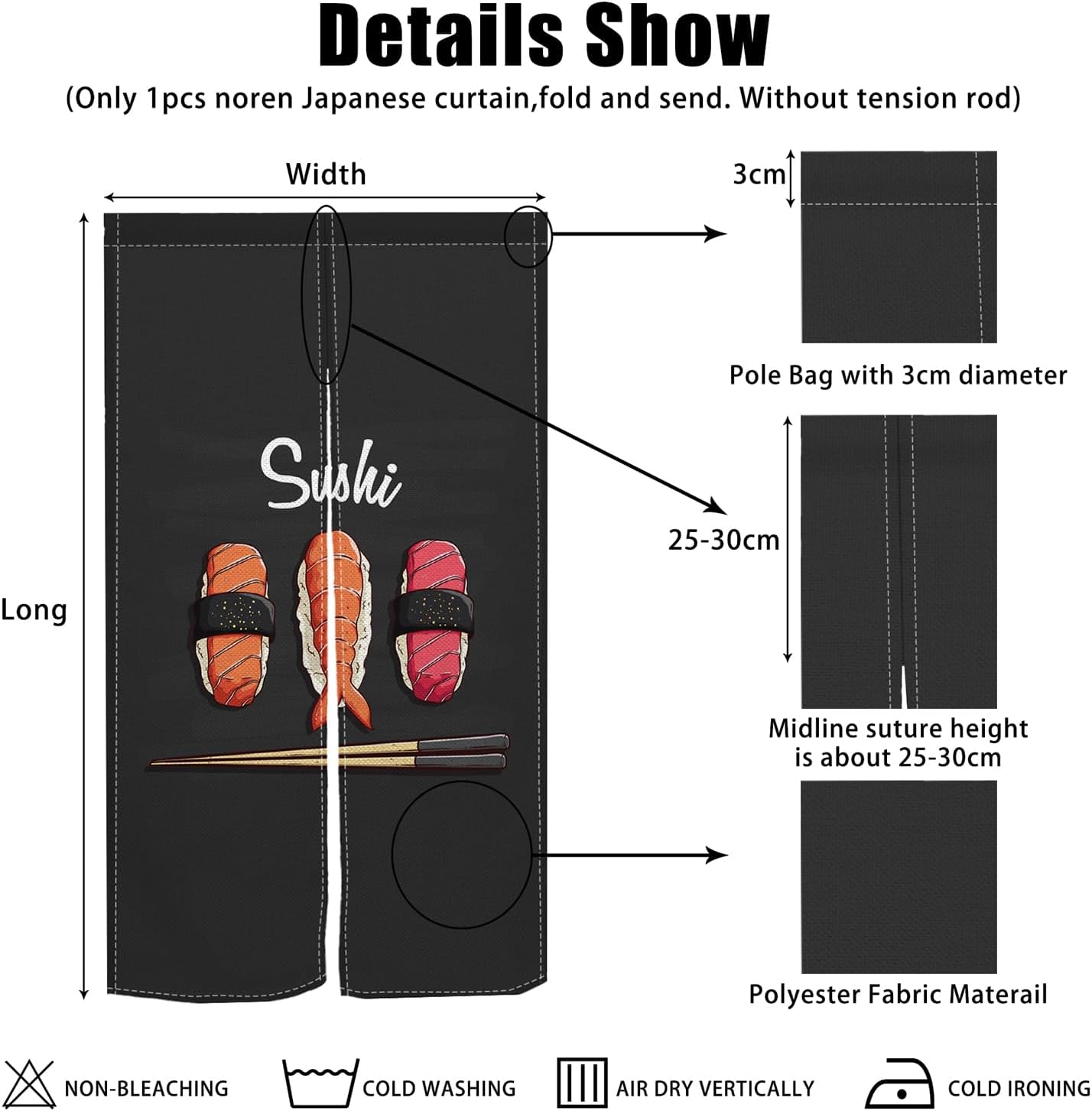 Traditional Japanese Noren Curtain for Wall Privacy Divider