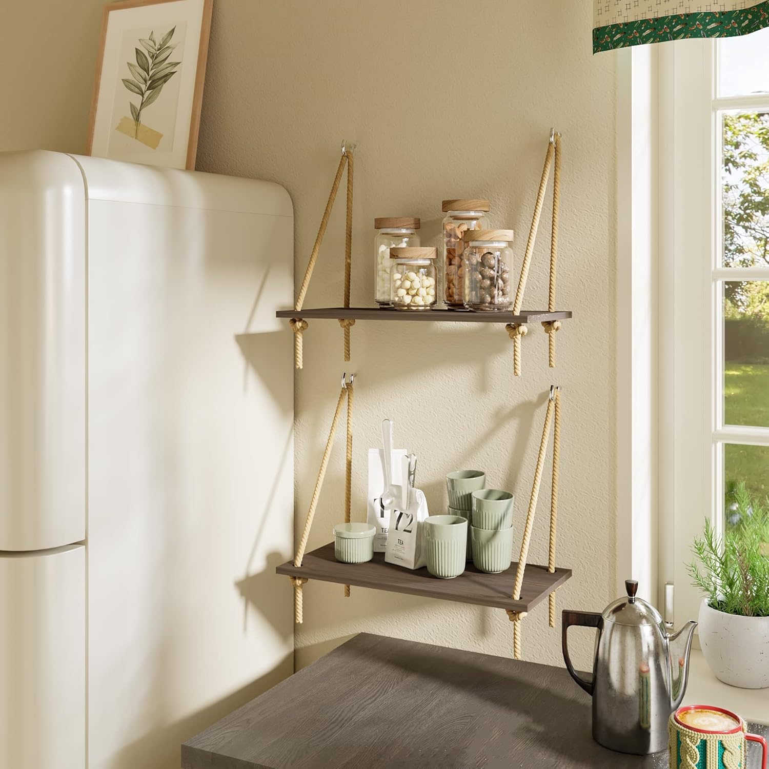 BAMFOX Hanging Wall Shelves Set of 2