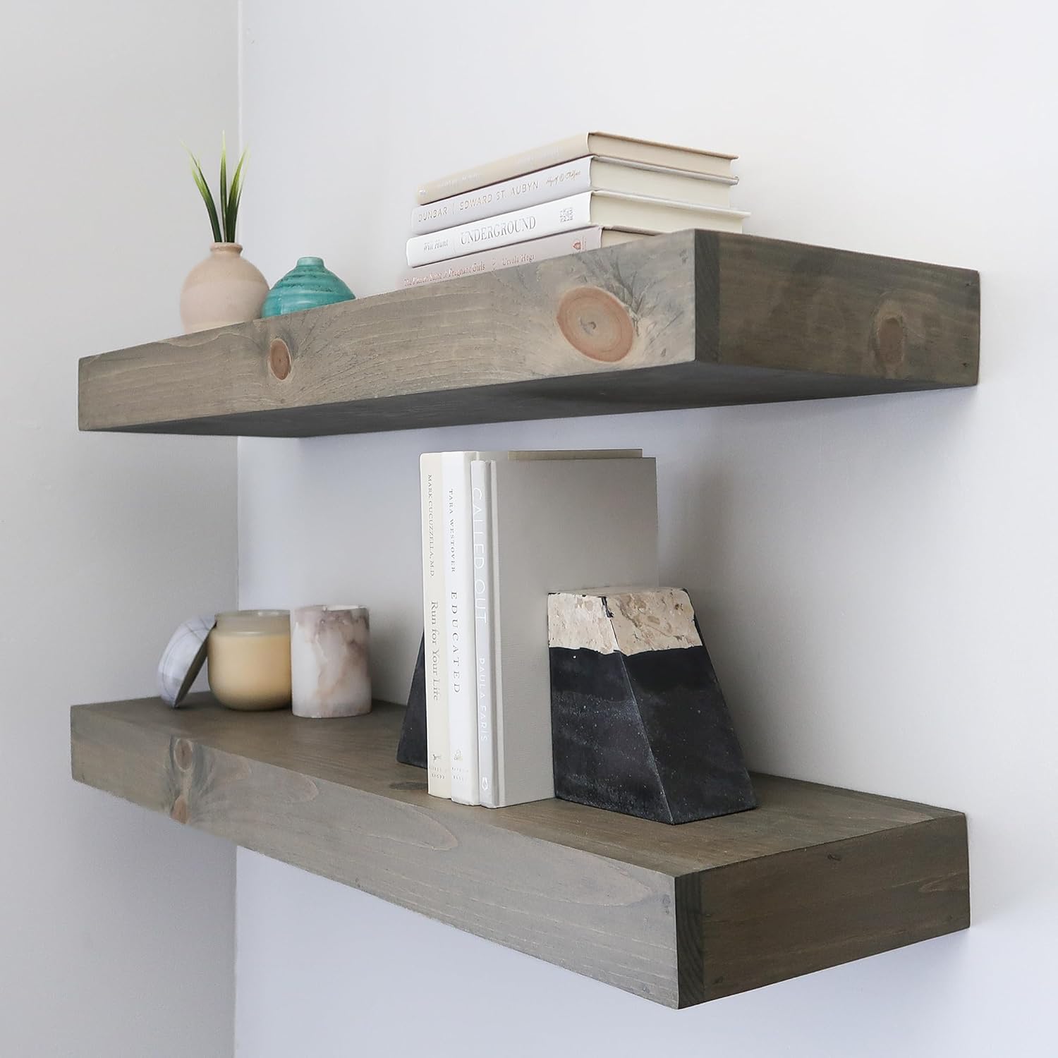 Modern Floating Shelves 3 Inches Thick Set of 2