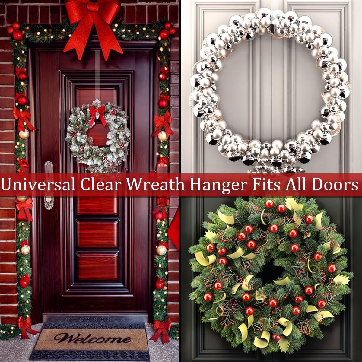 2 Pack Clear Wreath Hanger for Front Door