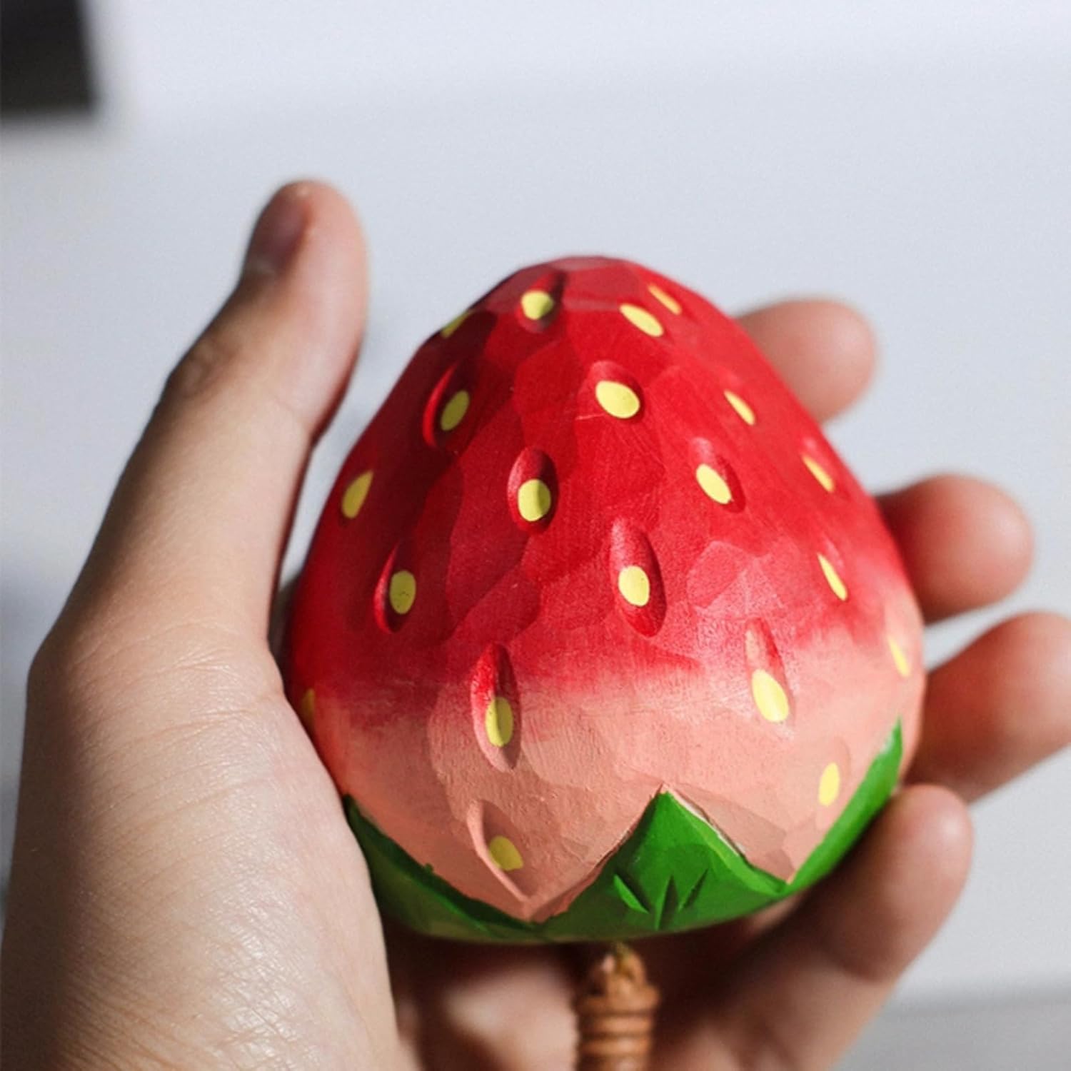 Handcrafted Strawberry Wood Ornament - Car Decor Gift for Women