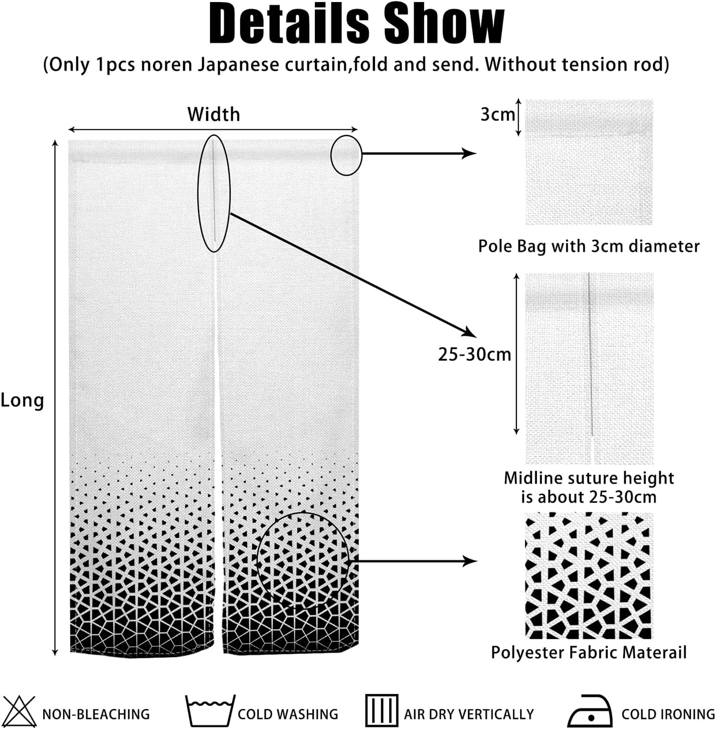 Japanese Noren Door Curtain with Abstract Geometric Patterns