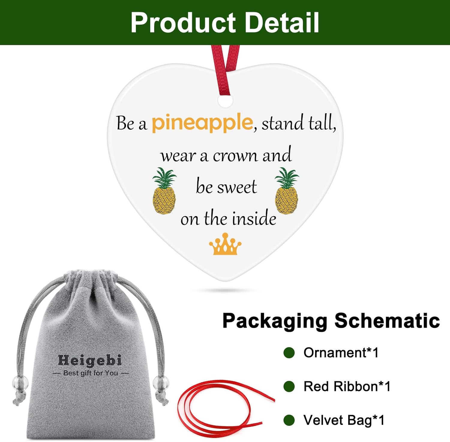 Pineapple Christmas Ornament 2025 Motivational Gift for Women Men