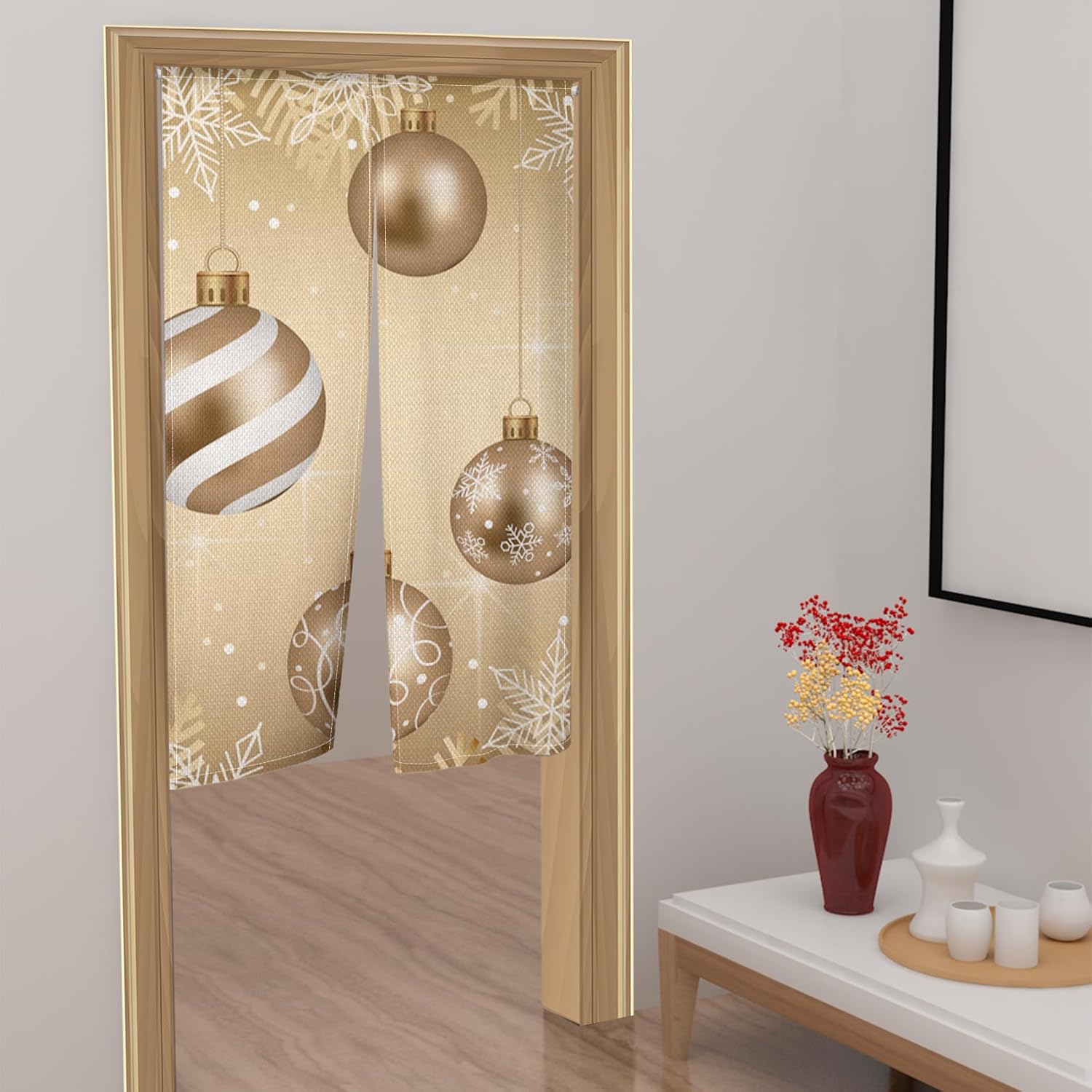 ChloropLastid Christmas Ball Gold Noren Curtain