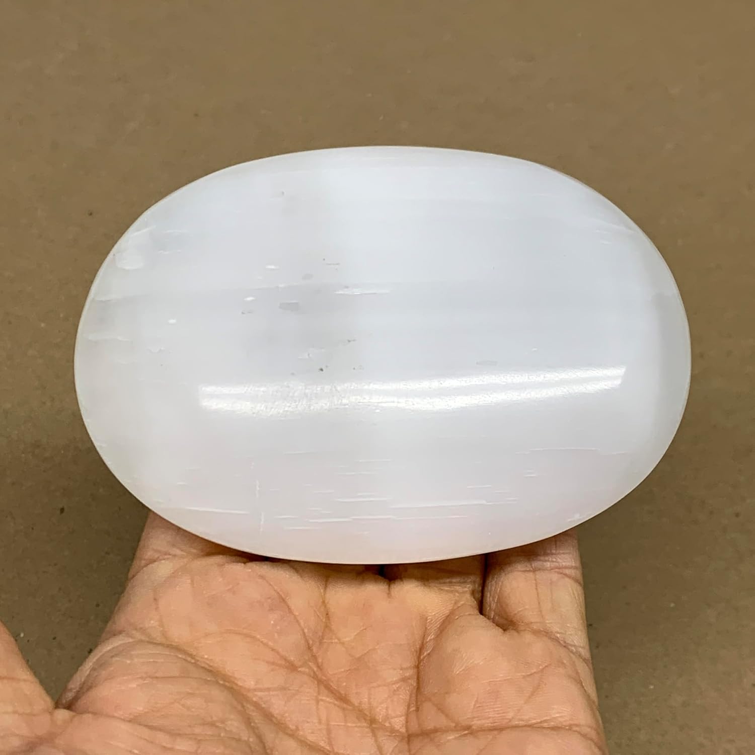 WatanGems Large Natural Selenite Palm-Stone Crystal Pillow Shape 056 lbs B36116