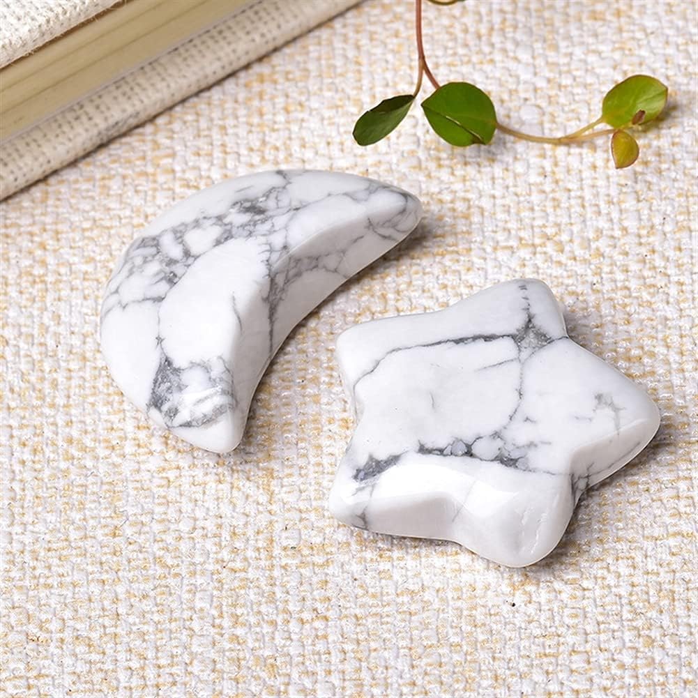 DOUKI 1Set White Turquoise Quartz Crystal Moon Shape Stone Decoration