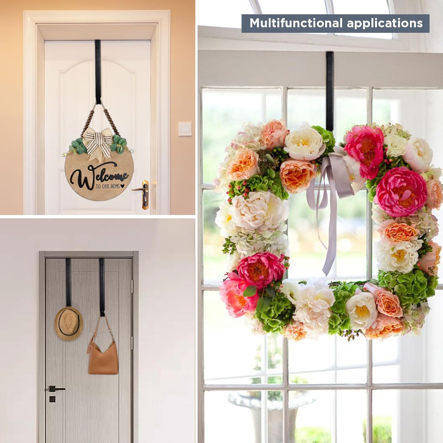 Adjustable Wreath Hanger for Front Door 2 Pack
