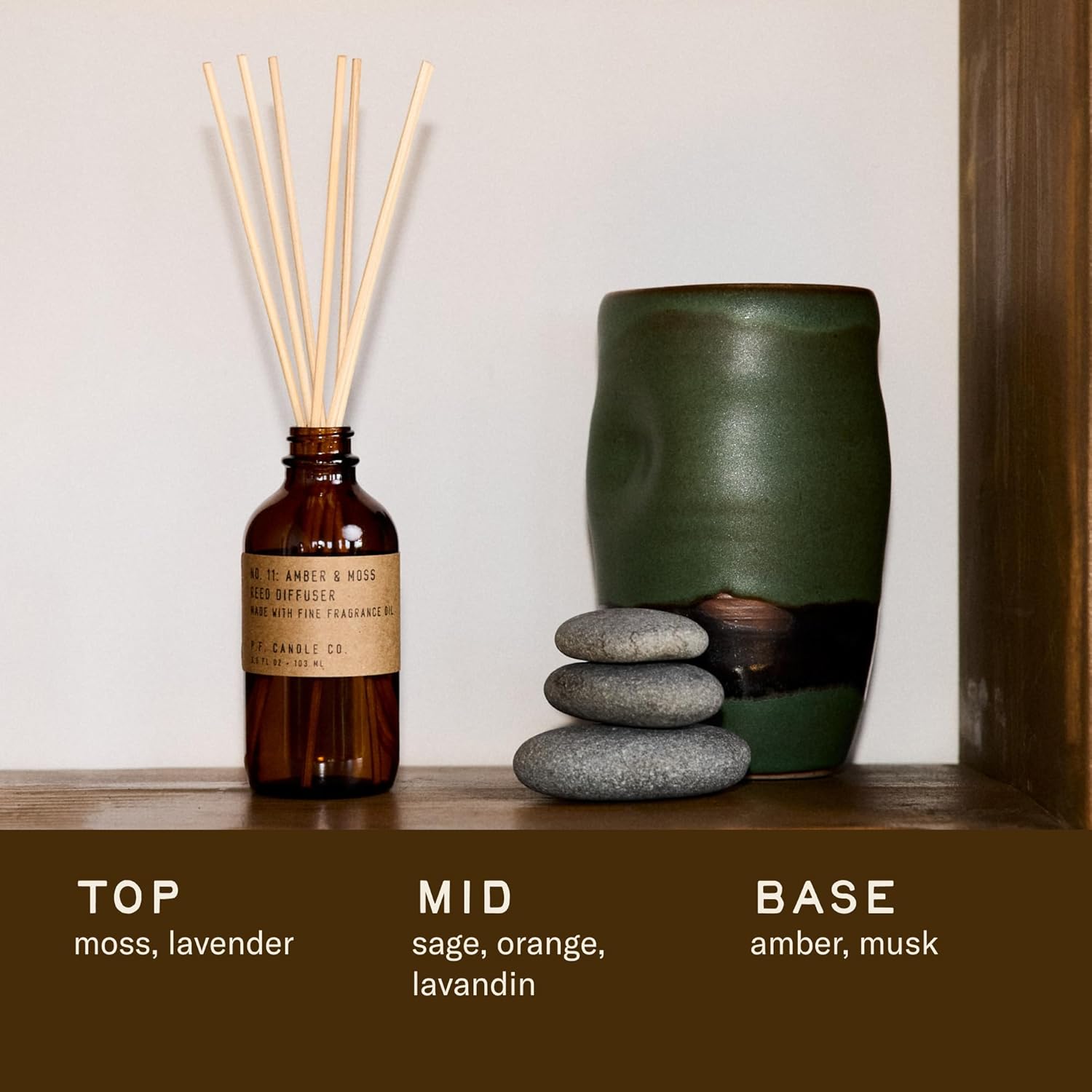 PF Candle Co Amber Moss Reed Diffuser Set 35 Fl Oz