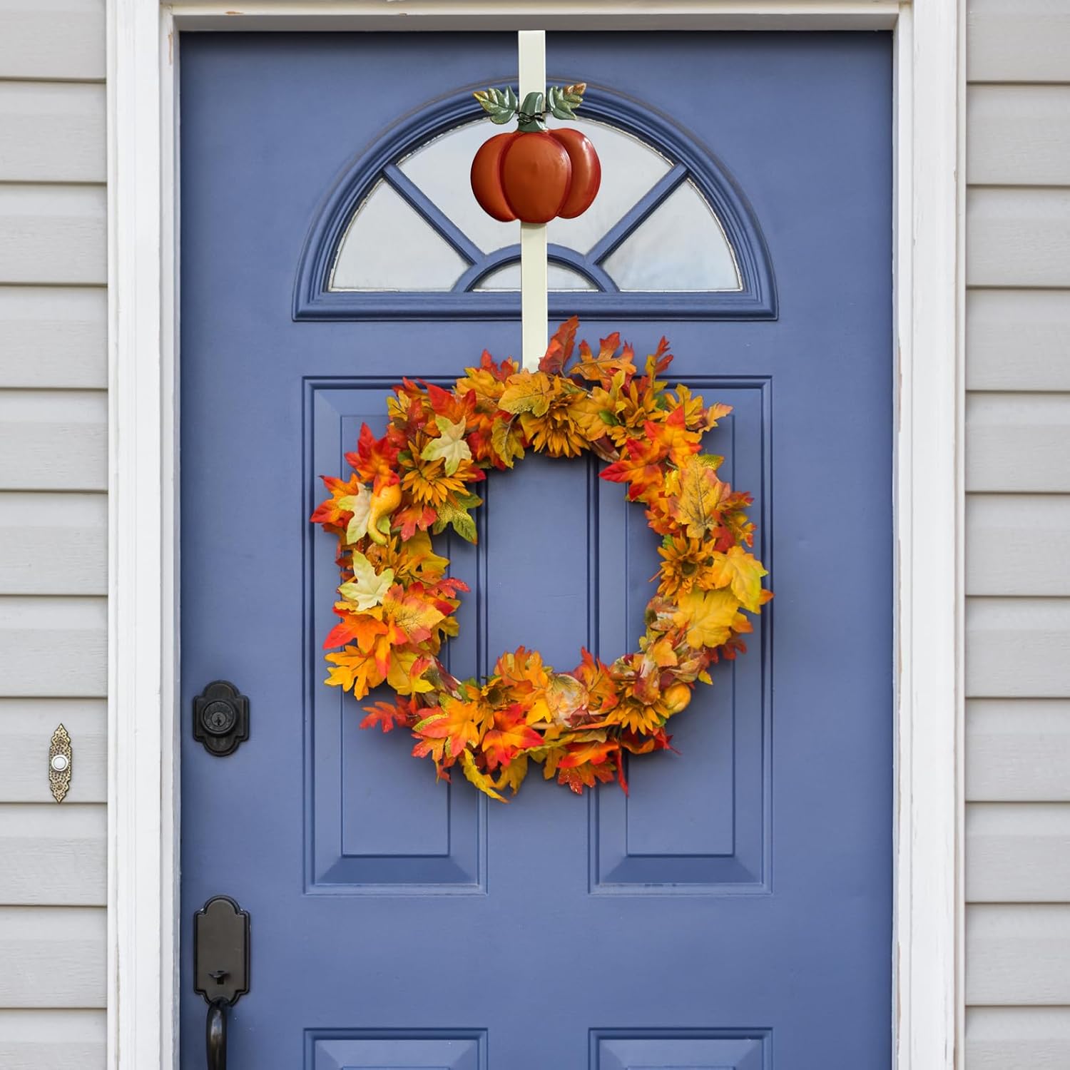 2 Pack Fall Wreath Door Hanger with Pumpkin Witch