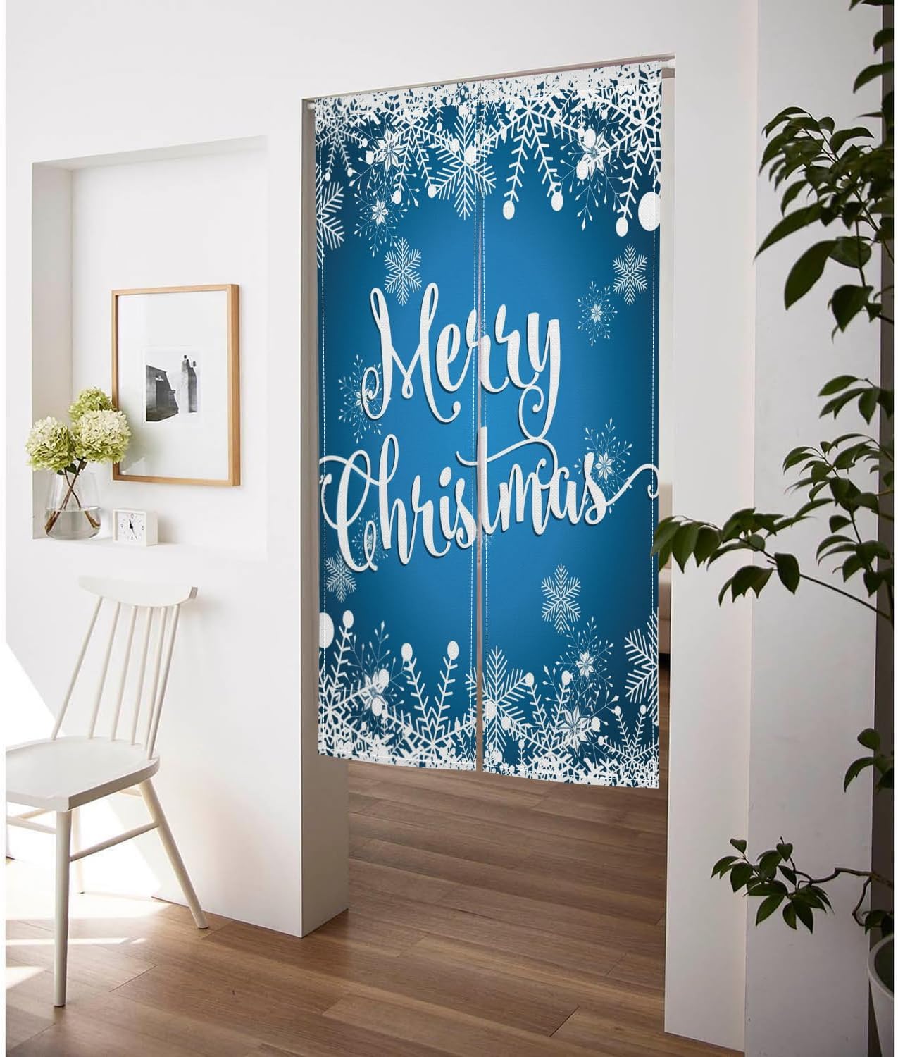 ChloropLastid Blue Snowflake Noren Door Curtain