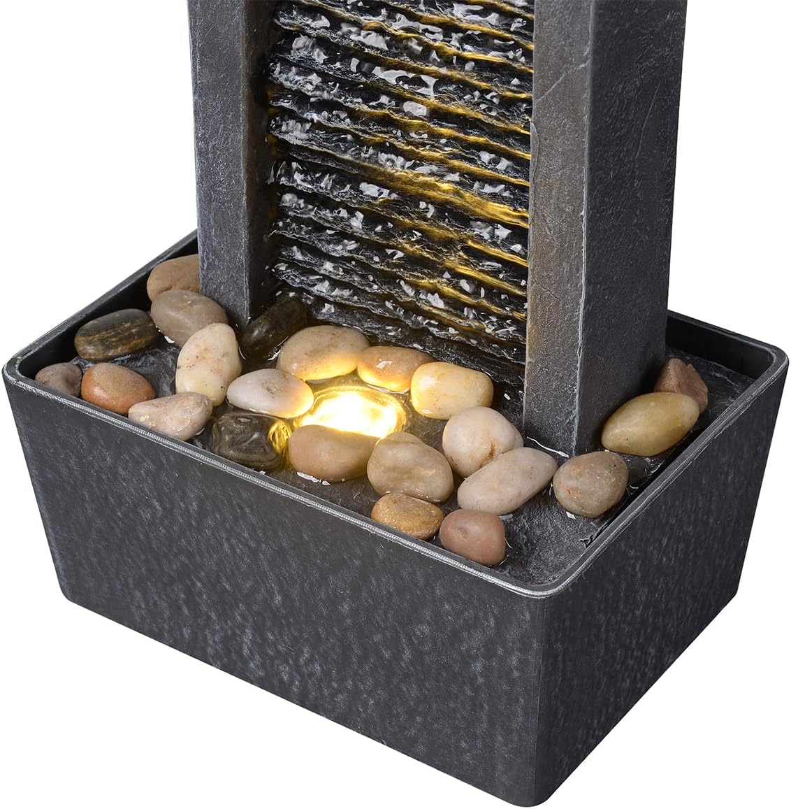 Haobos Indoor Fountain with LED Light and Cobble Design