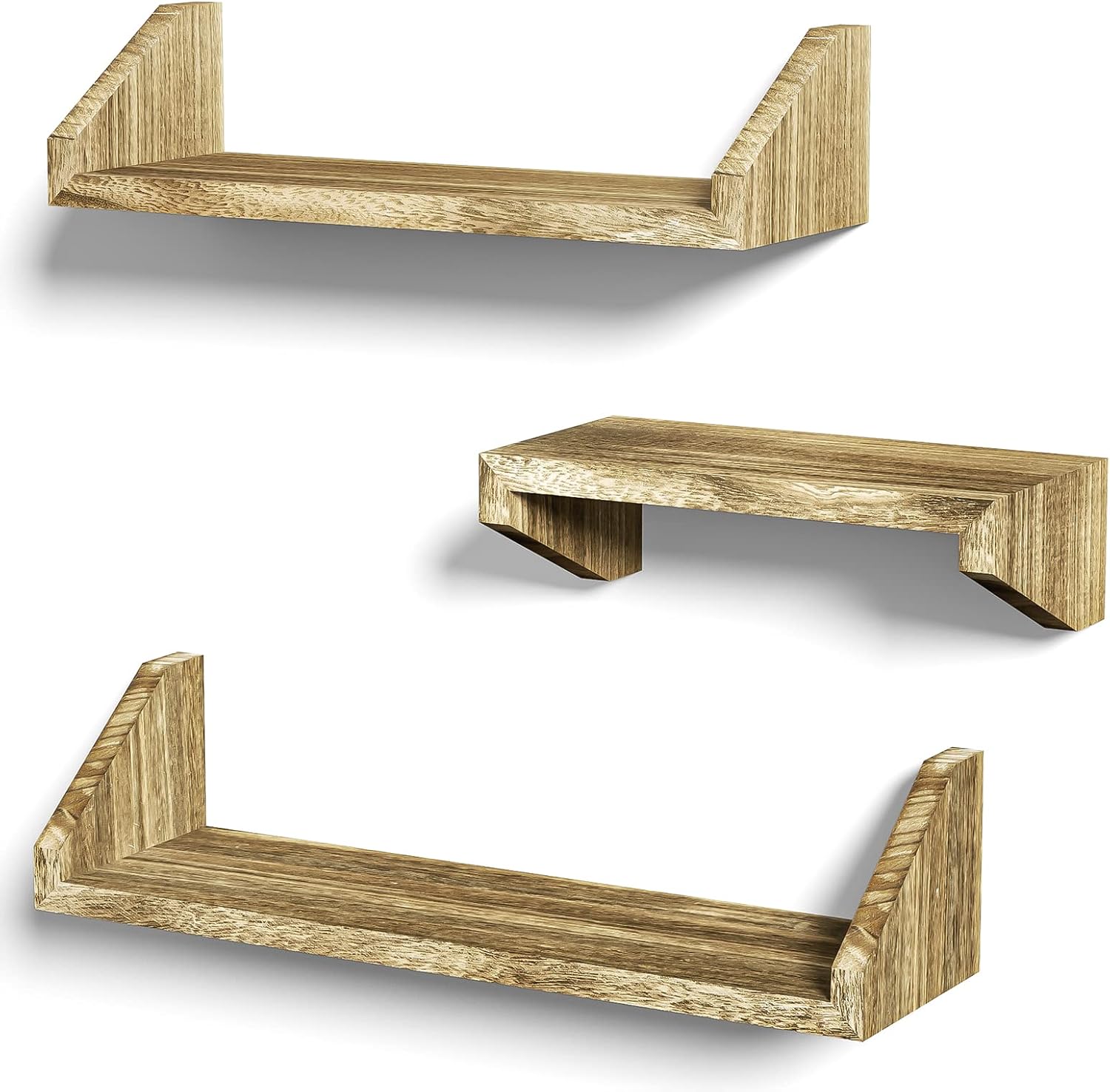 SZQINJI Carbonized Black Floating Shelves Set of 3