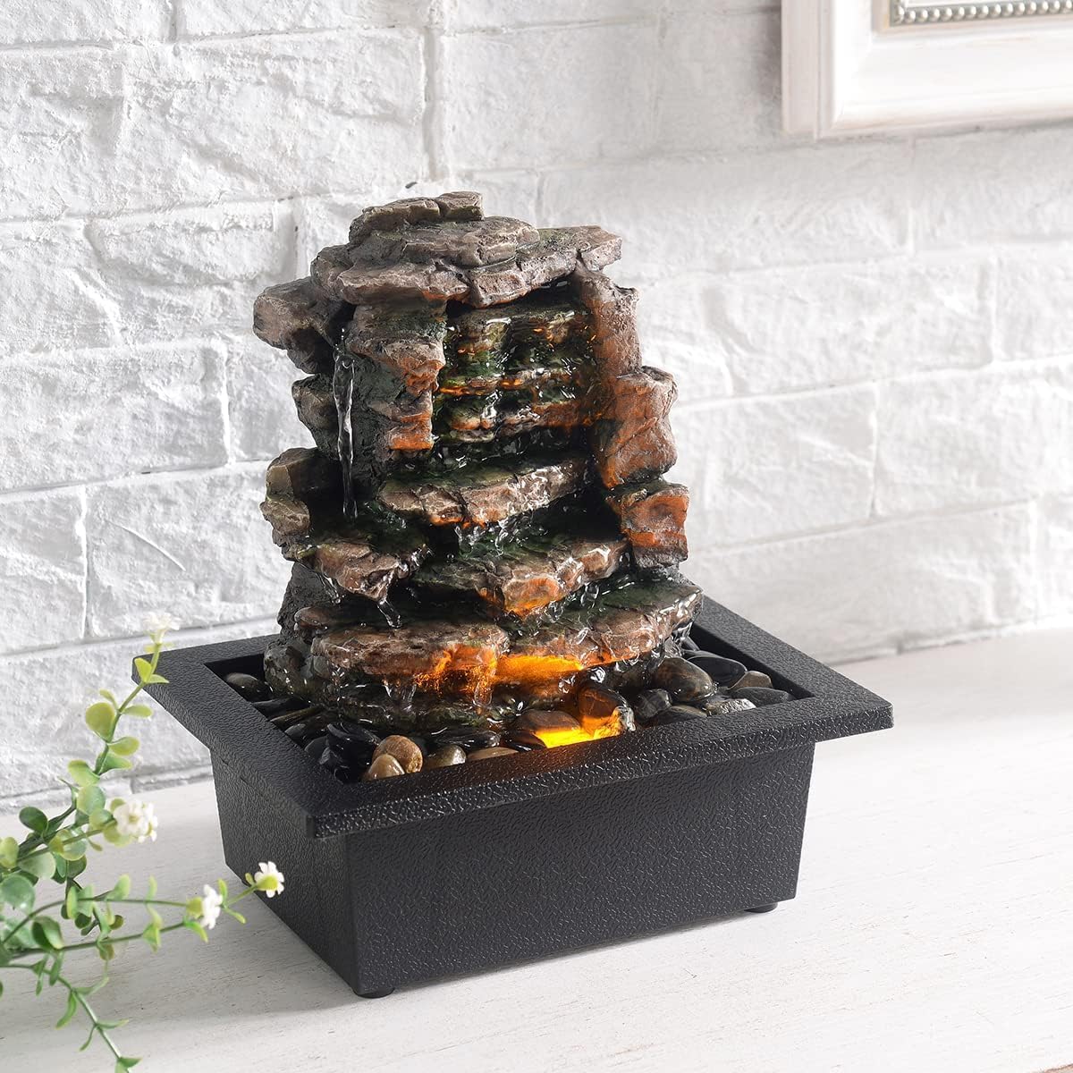 GOSSI Indoor Waterfall Fountain with LED Lights