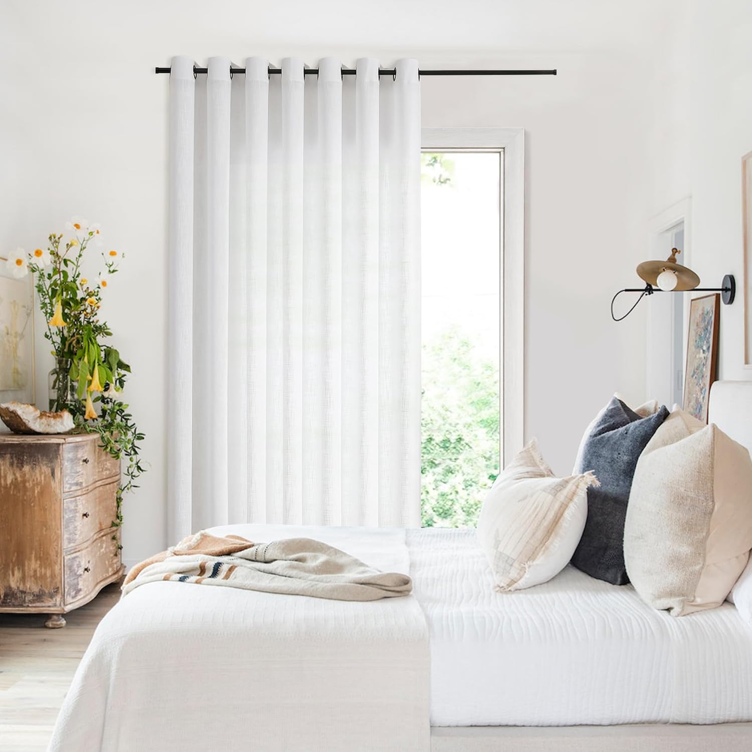 Central Park White Curtain Panel 100x95 Extra Wide