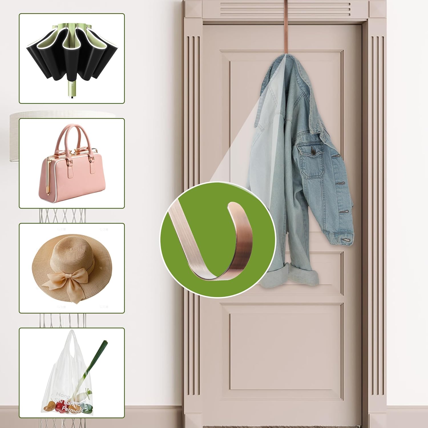 Nirohee 12 Inch Bronze Wreath Hanger Hook for Front Door