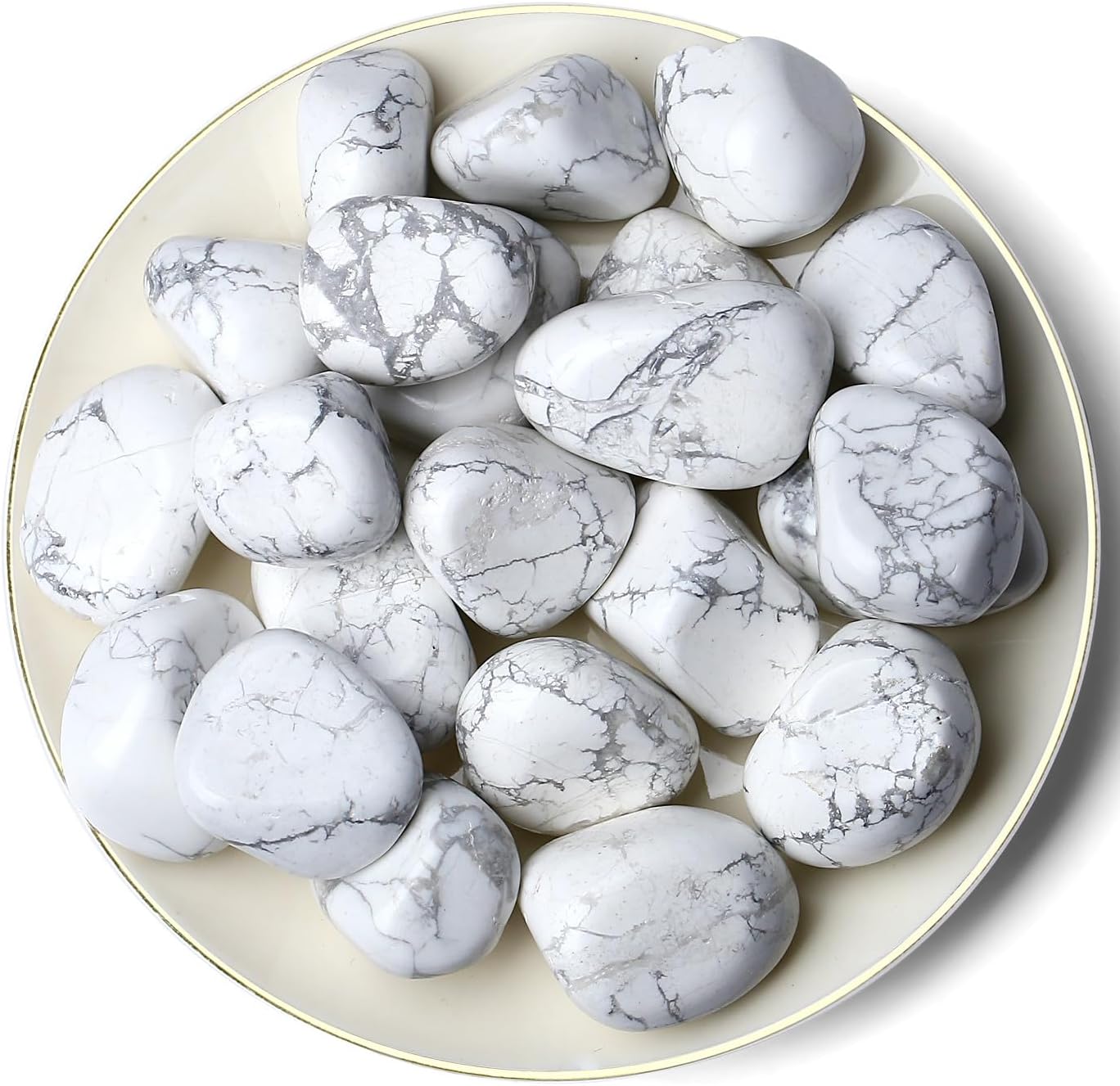 Qinjiejie 09lbs White Howlite Tumbled Stones Set