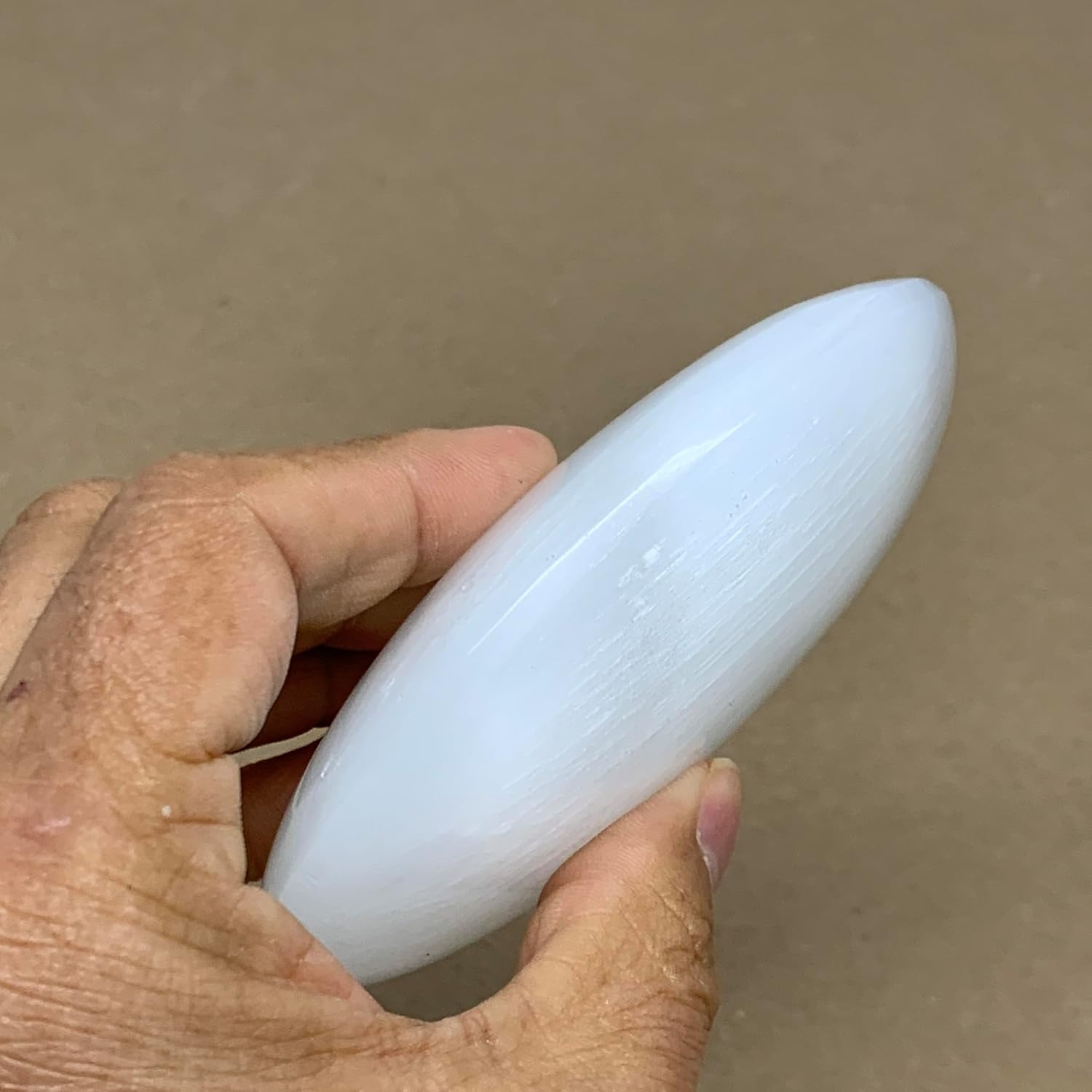 062 Lbs Selenite Palm Stone Crystal Handmade Pillow Shape