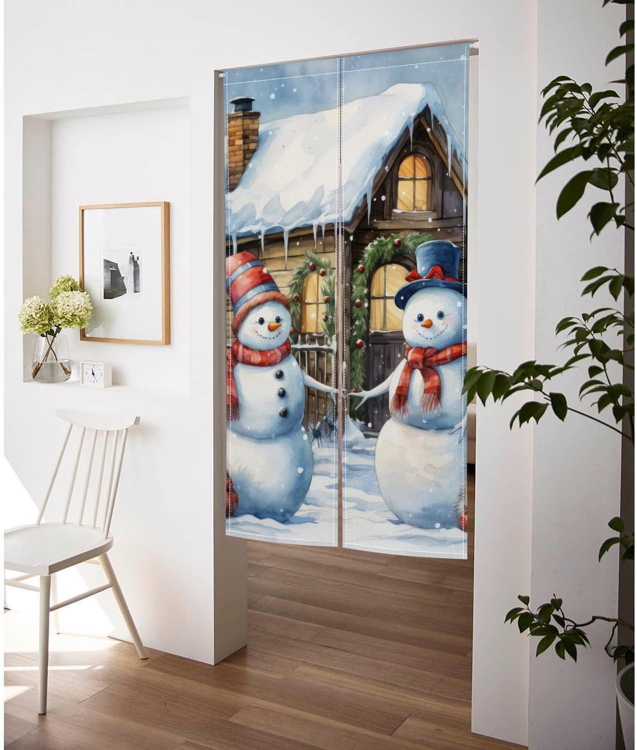 ChloropLastid Snowman Noren Door Curtain 34x60 Inch