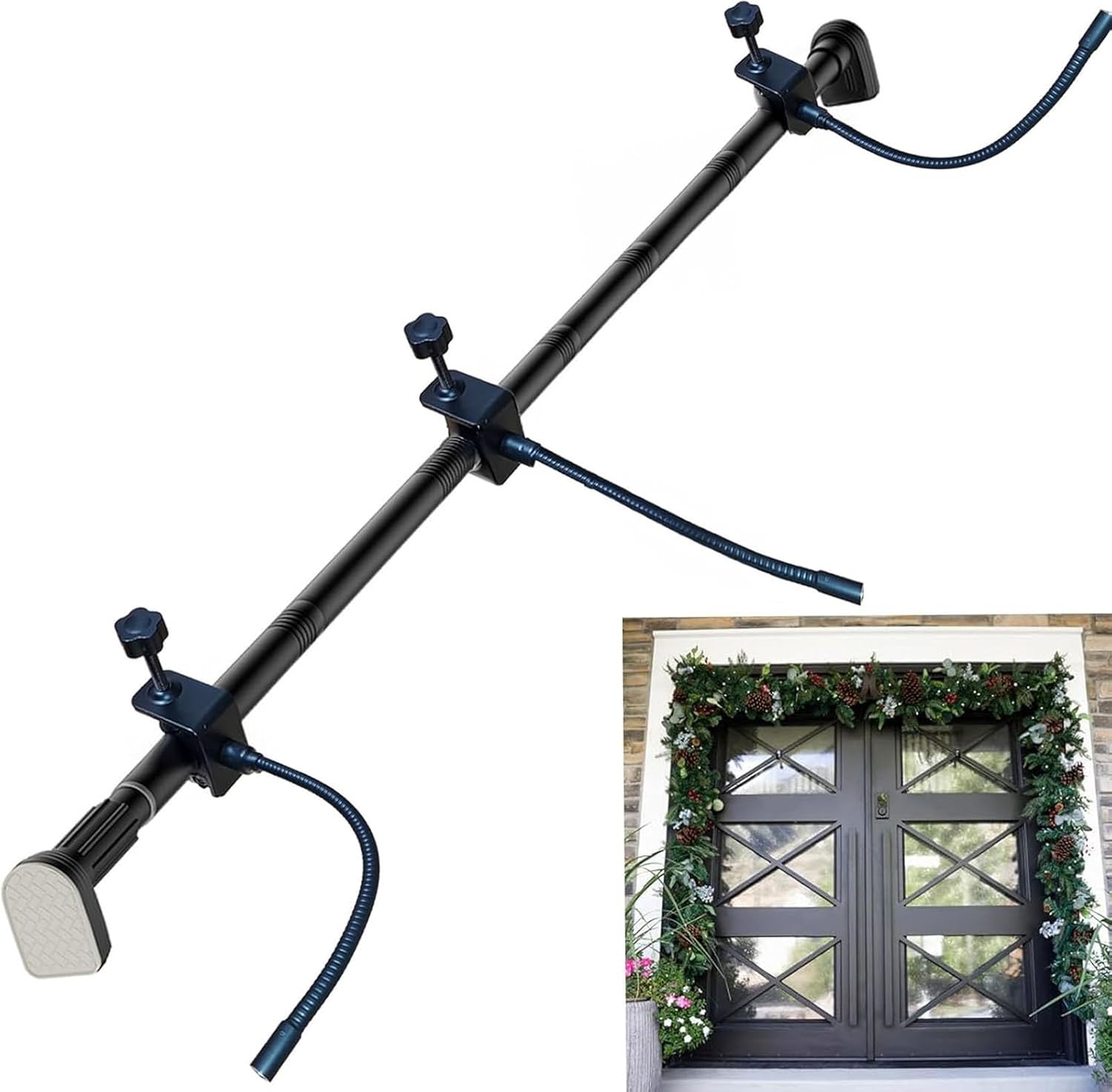 Double Door Christmas Decoration Hanger Black Metal Adjustable