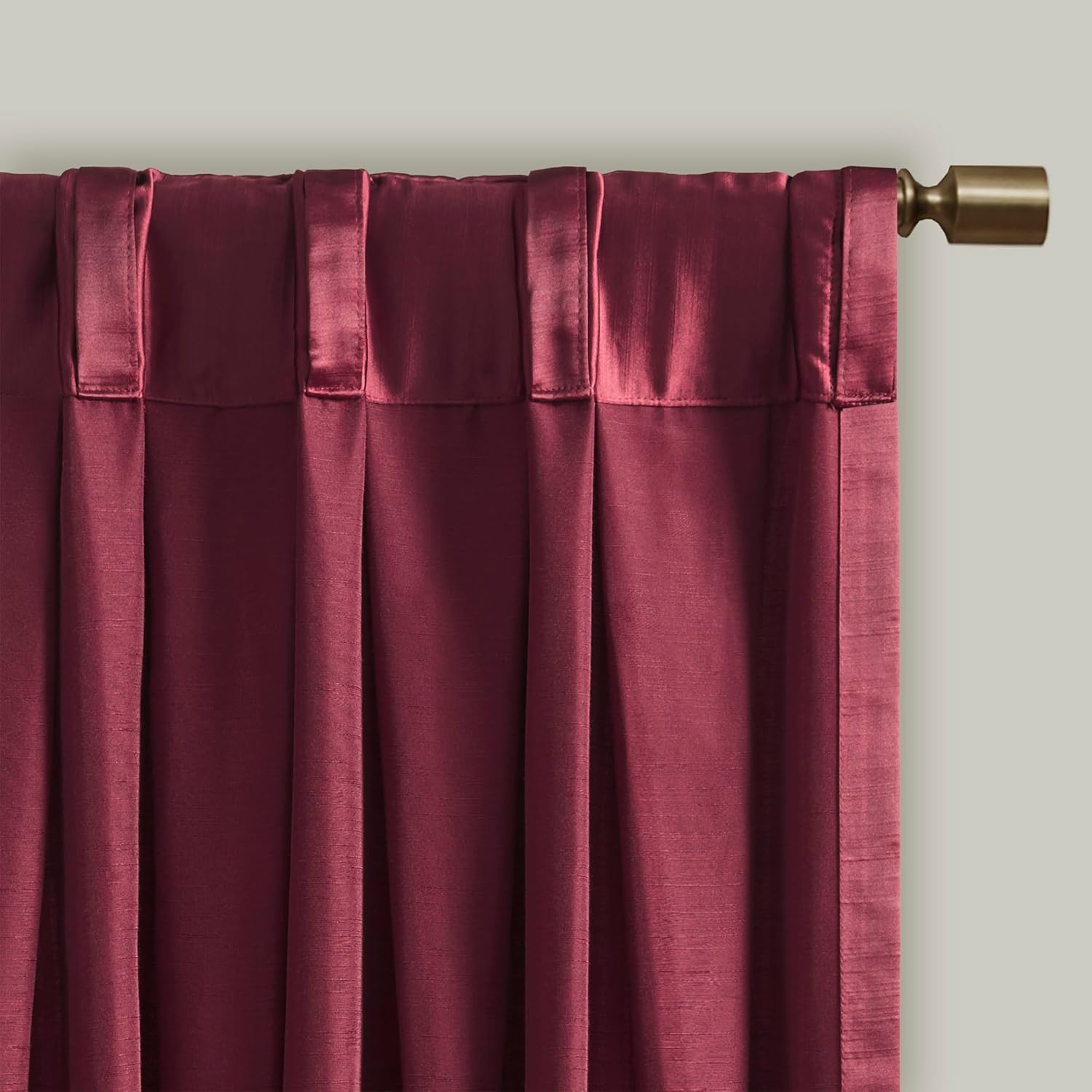 Elegant Burgundy Pleat Curtain Panel with Tieback