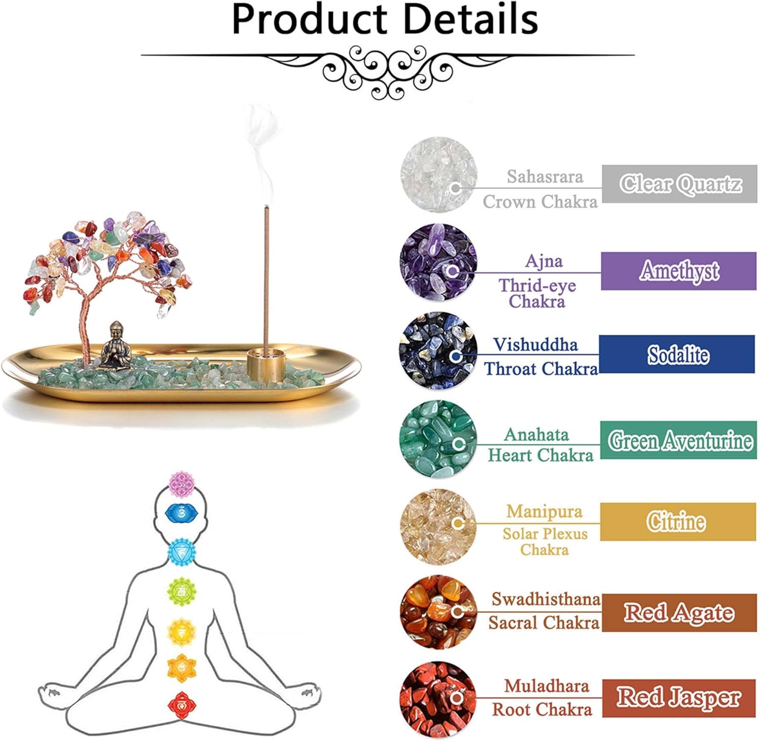 Jovivi Crystal Incense Holder for Sticks