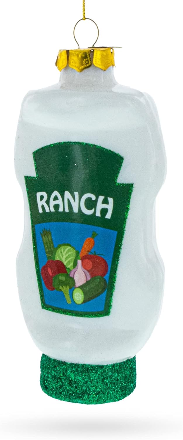 Delicious Ranch Dressing Blown Glass Christmas Ornament 1