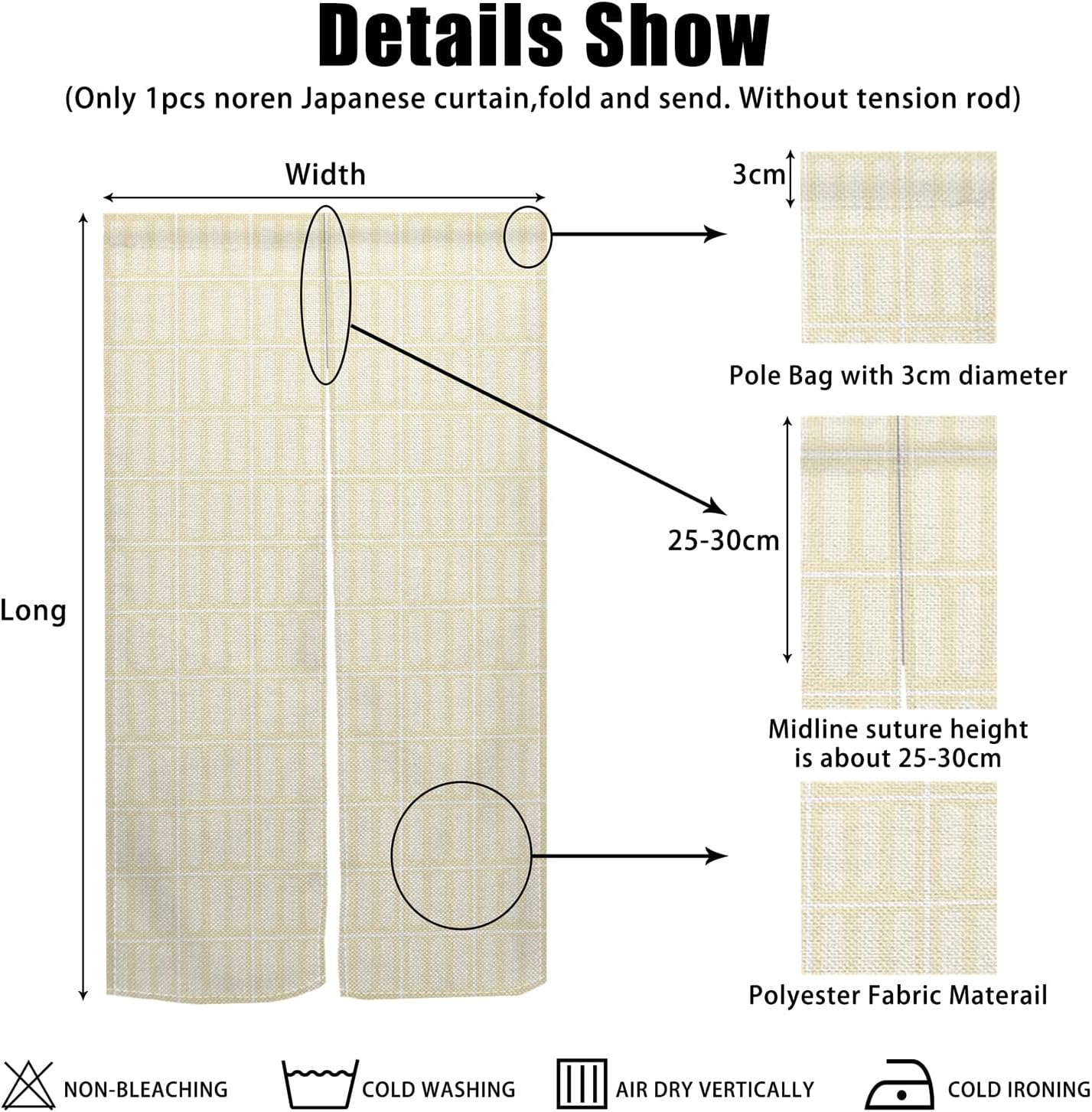 Japanese Noren Door Curtain 34x60 Inch Privacy Divider