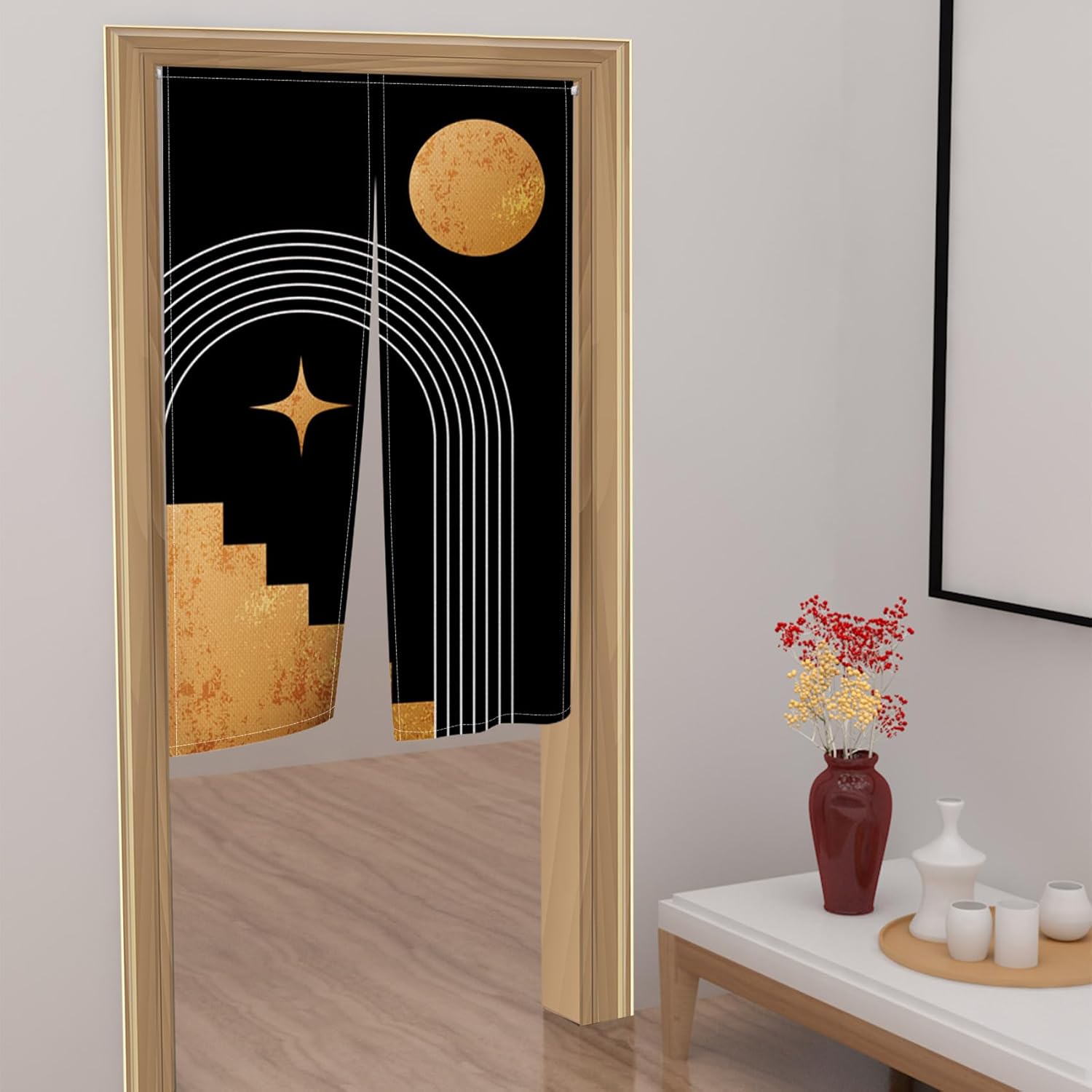 Leowefowa Japanese Mid Century Door Curtain Panel