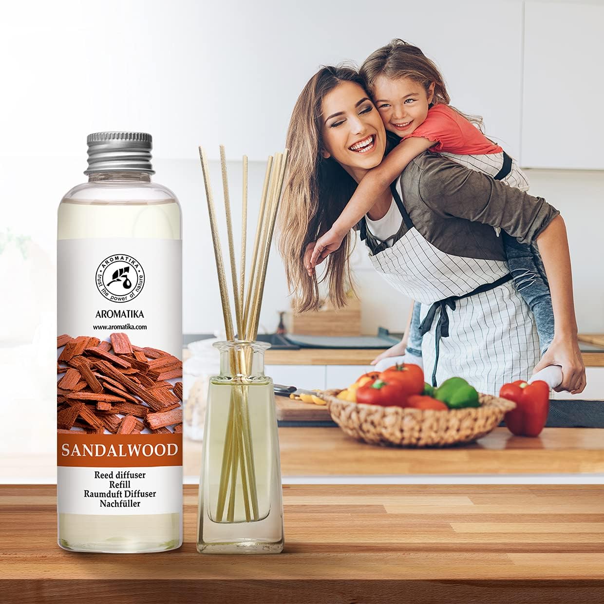 Sandalwood Reed Diffuser Refill 200ml - Natural Home Fragrance