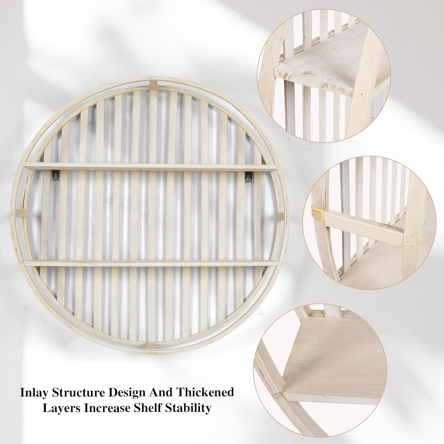Oakrain 2-Tier Floating Bamboo Wall Shelves Dia2598