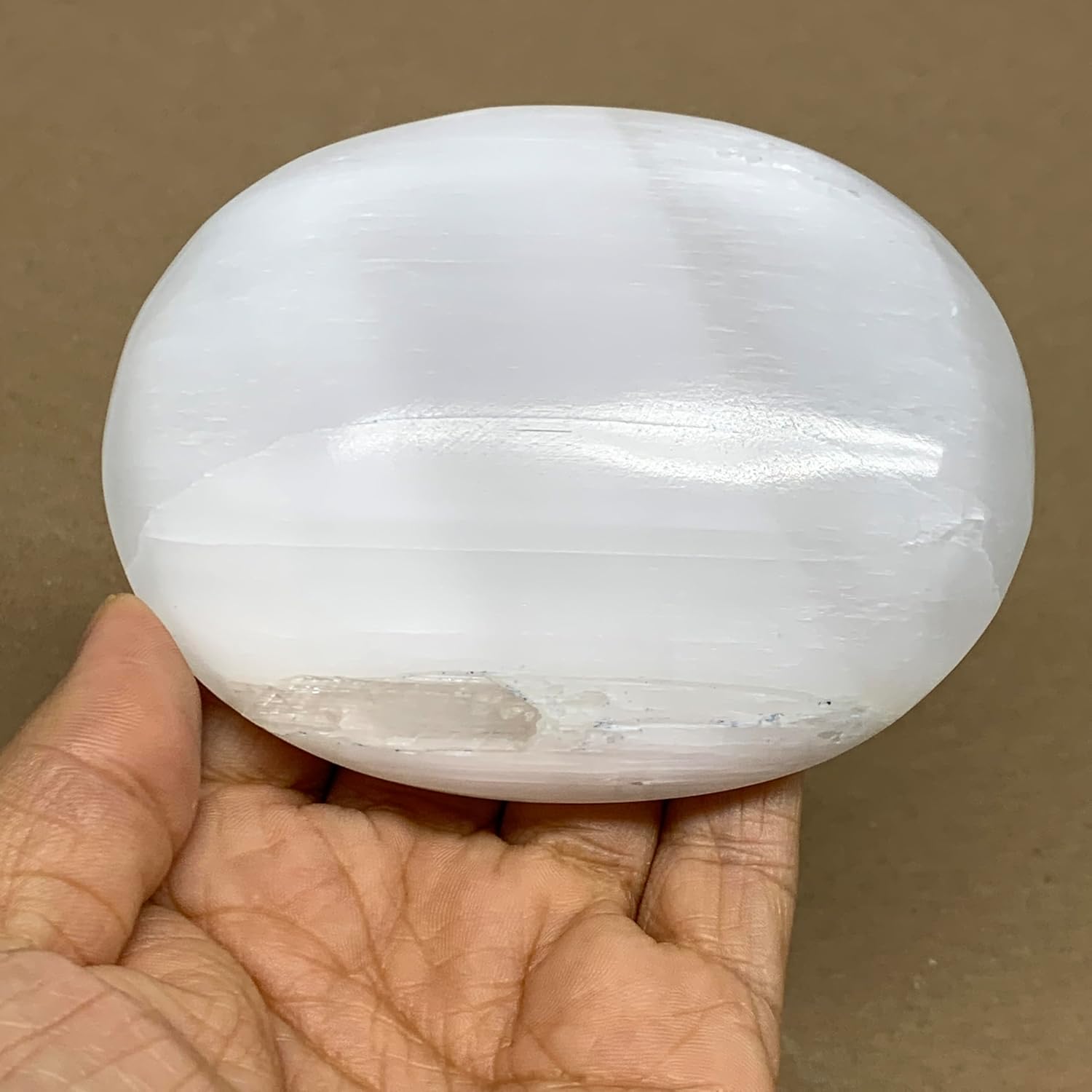 062 Lbs Selenite Palm Stone Crystal Handmade Pillow Shape