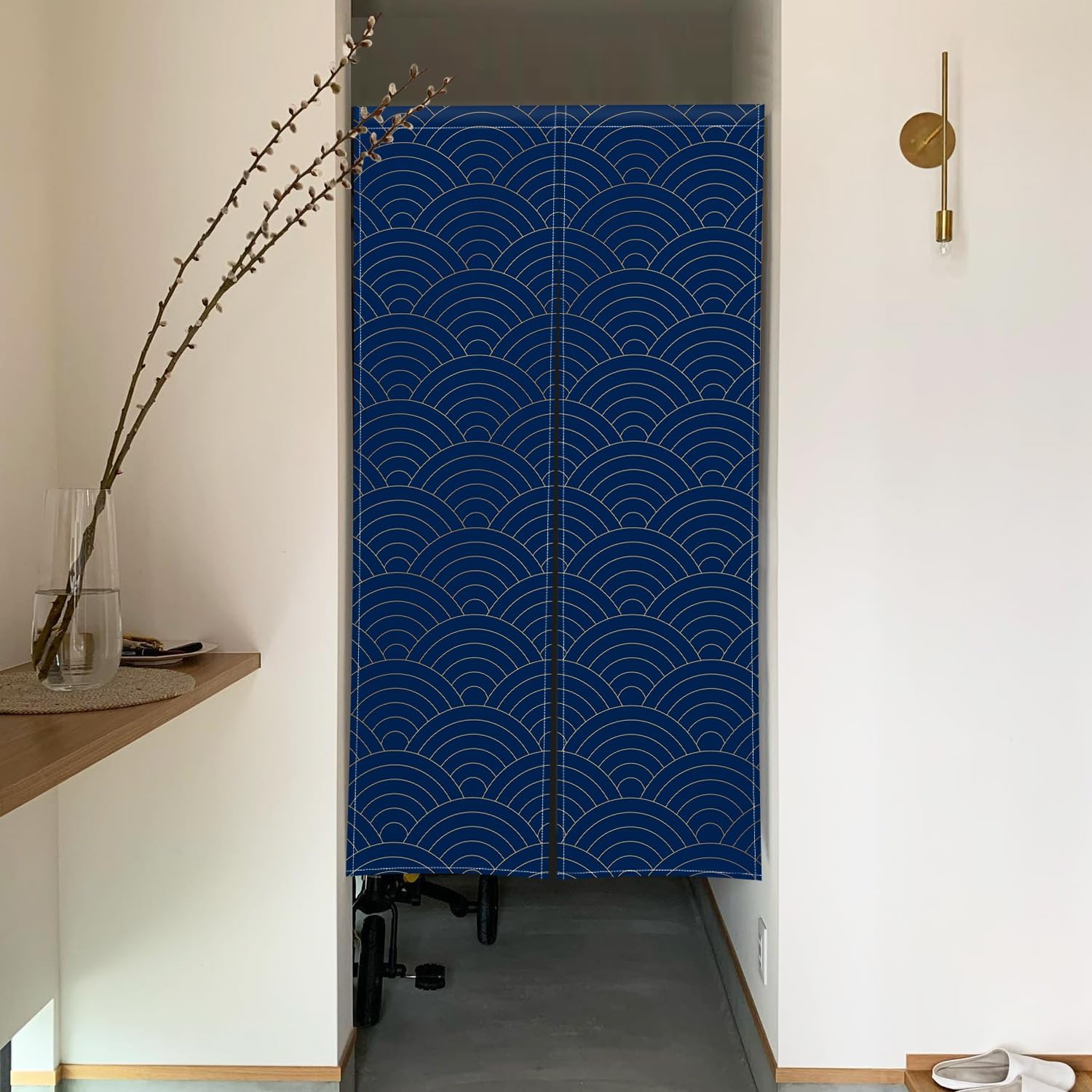 ChloropLastid Japanese Style Door Curtain Pure Blue