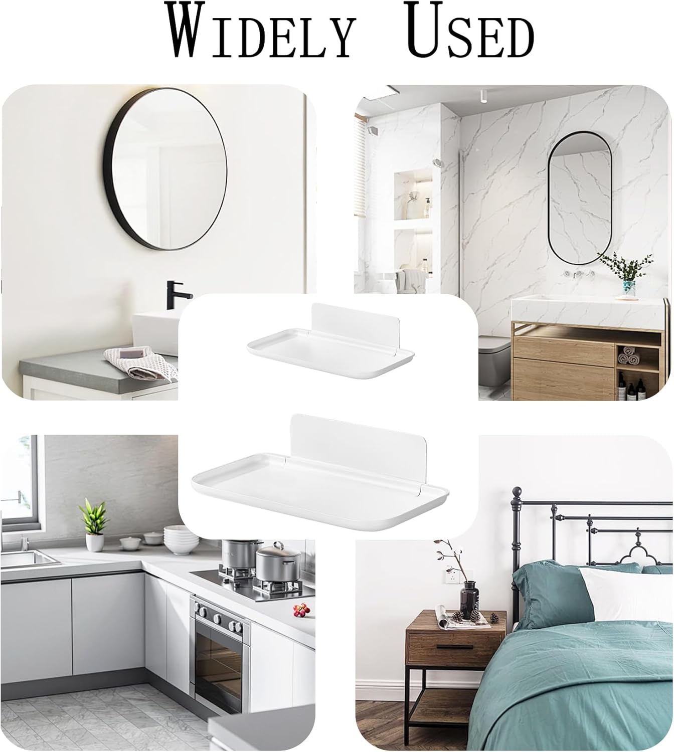 2Pcs No-Drill Foldable Floating Shelves for Wall
