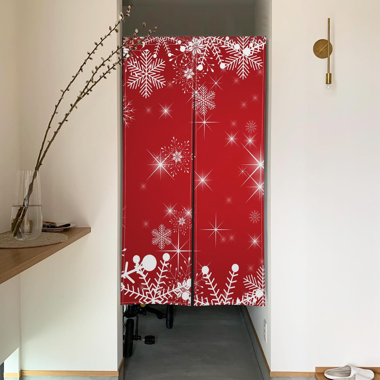 ChloropLastid Japanese Noren Door Curtain Red Christmas 34x60