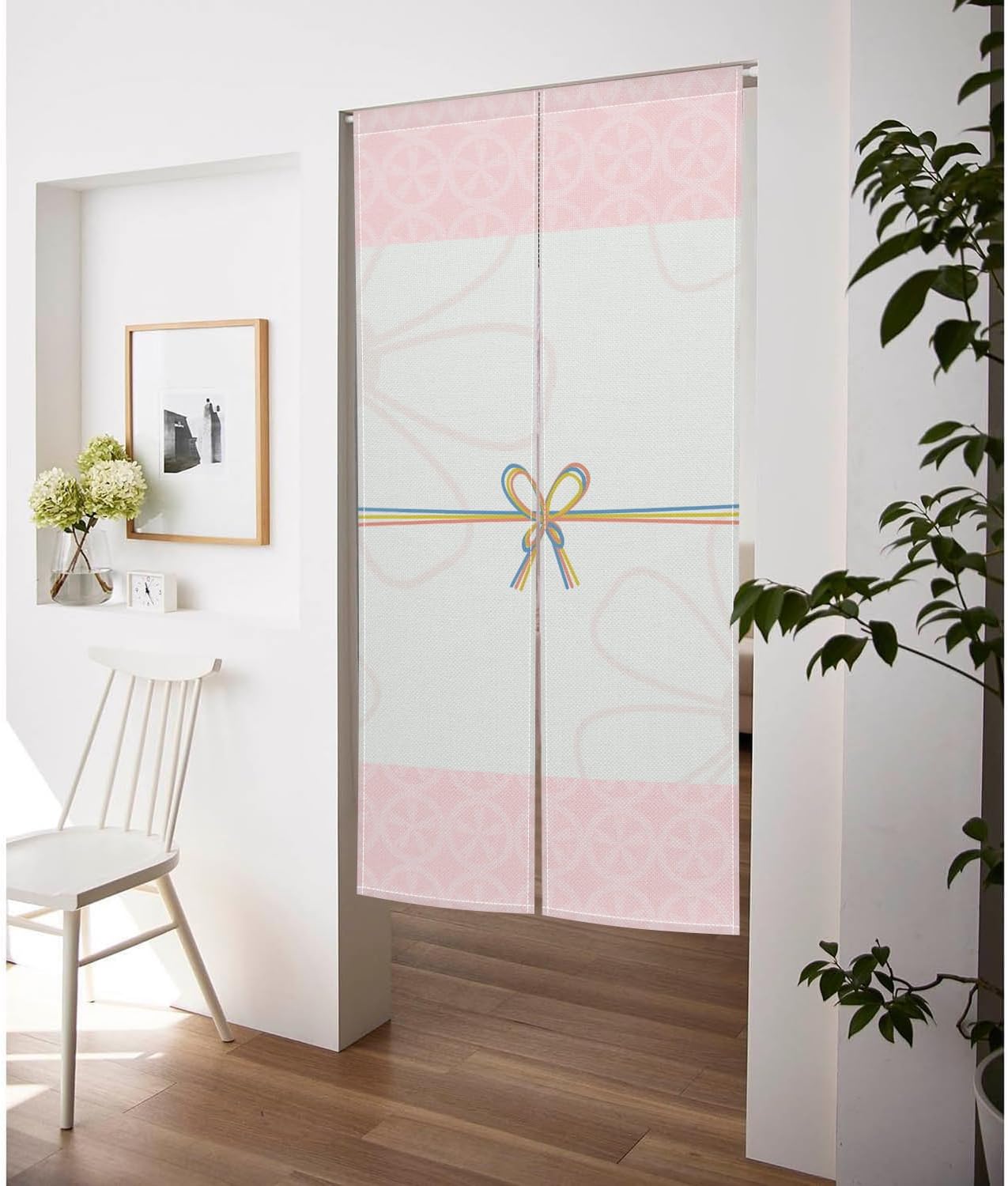 Japanese Style Door Curtain with Flowers and Bow