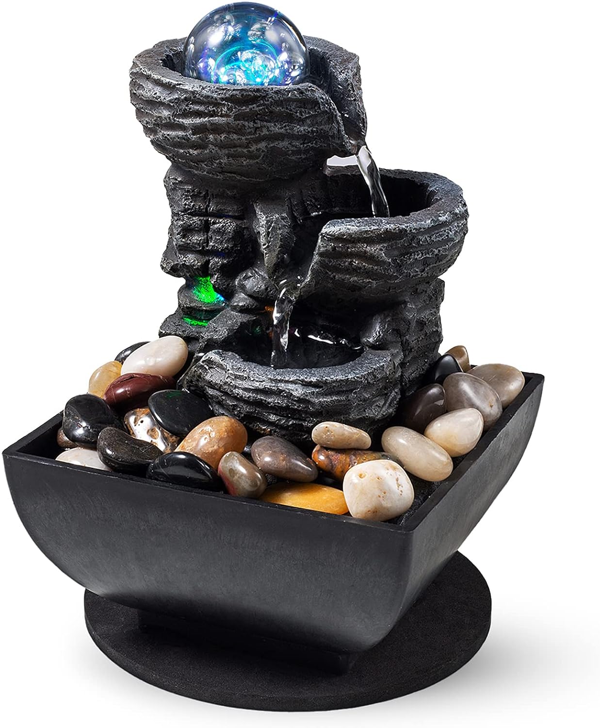 AMOOTEK Tabletop Fountain with LED Lights and Bubble Balls