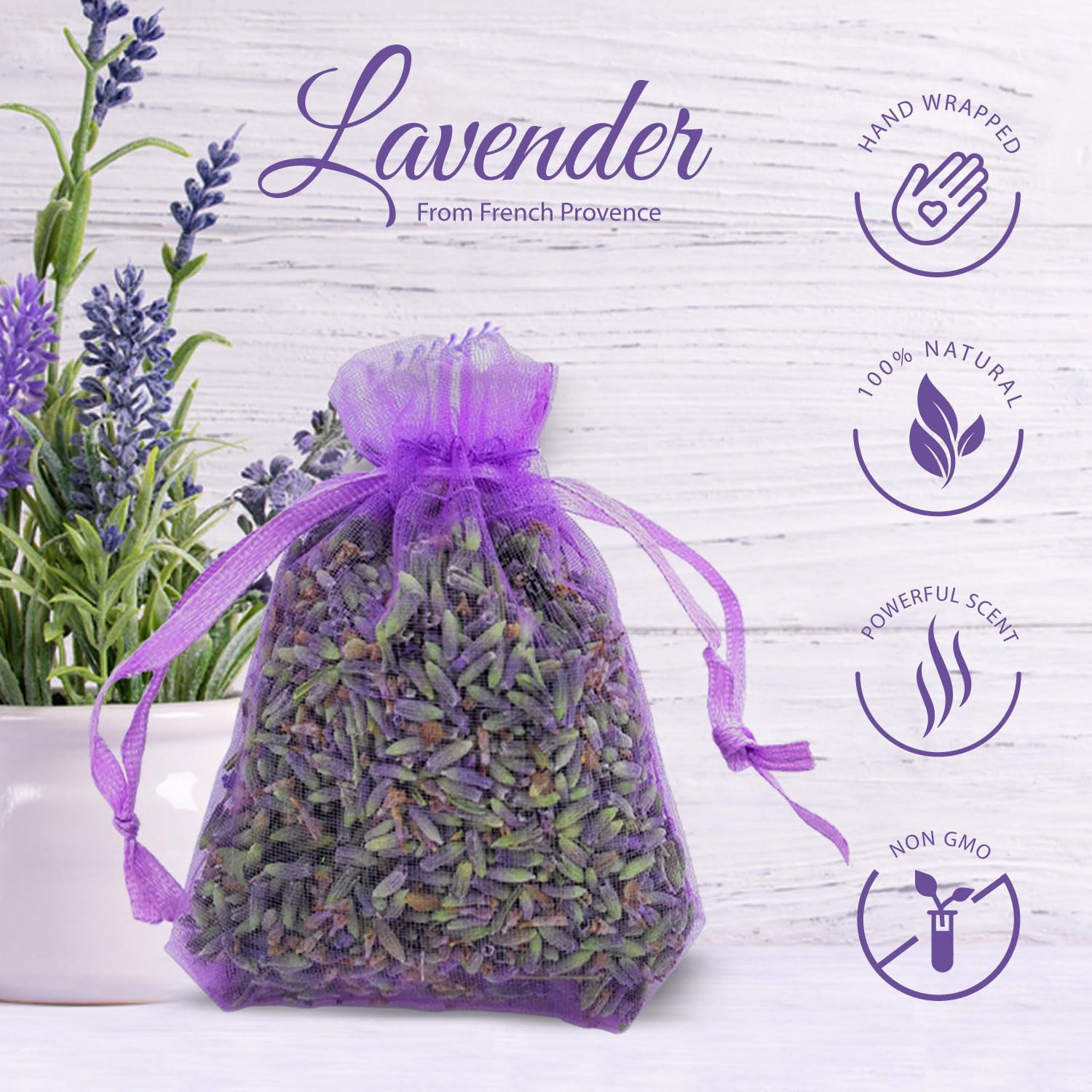 2024 Harvest Lavender Sachets - 12 Organic Dried Provence Lavender