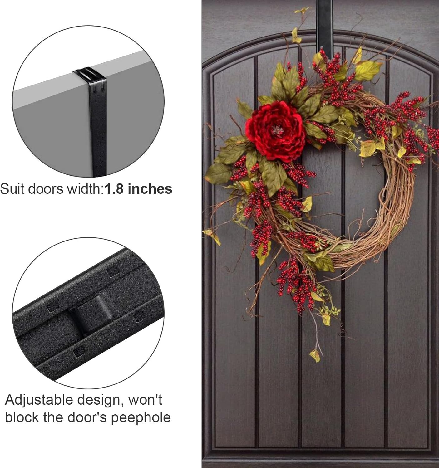 Adjustable Wreath Hanger for Front Door 2 Pack