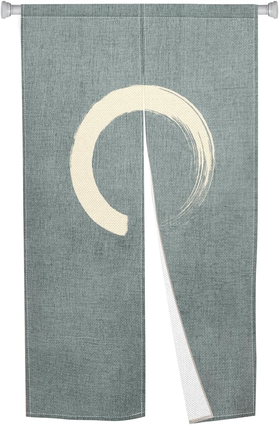 Japanese Noren Door Curtain Green Circle Print 34x60 Inches