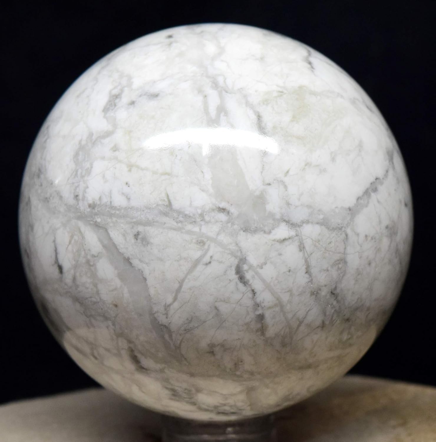 21 White Howlite Sphere with Stand