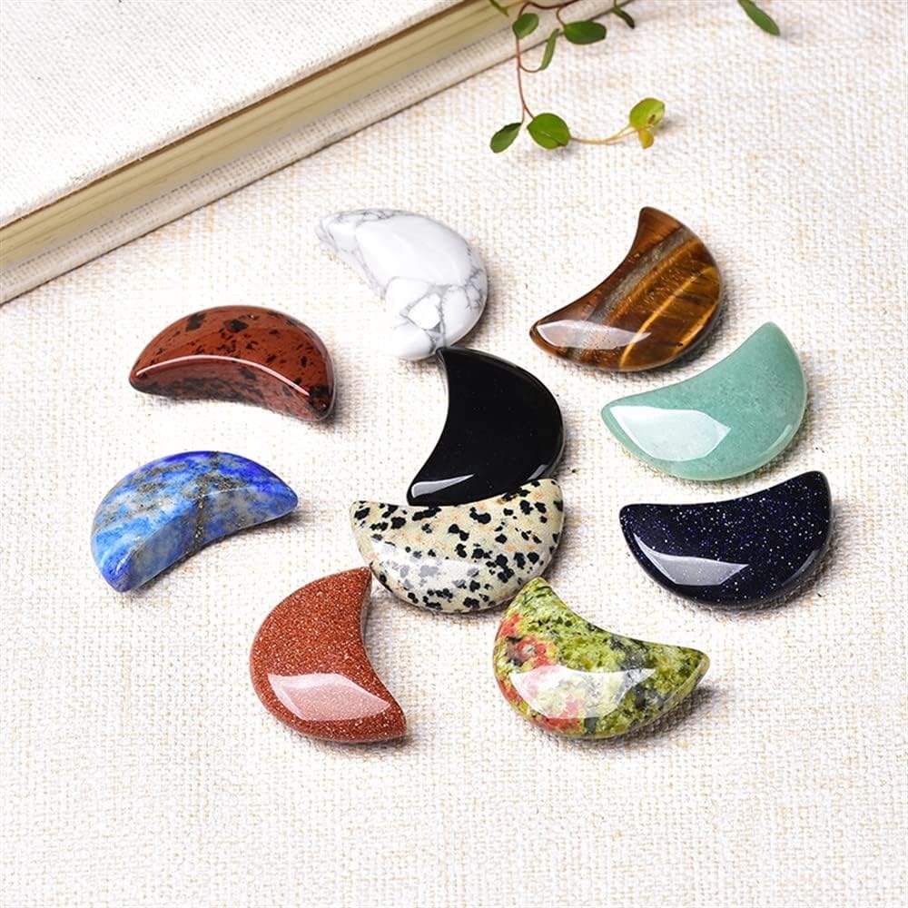 AtkitS White Turquoise Crescent Moon Shaped Crystal Decoration