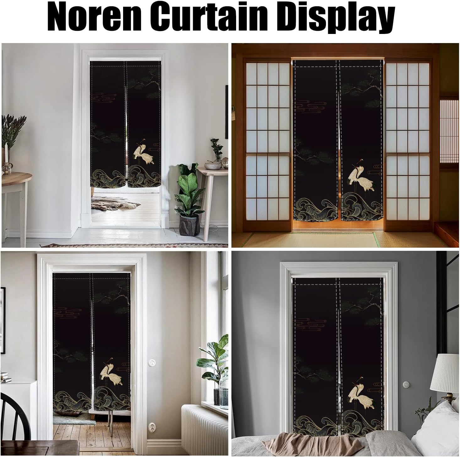 Traditional Japanese Noren Door Curtain Red-Crowned Crane 335x472 Inch